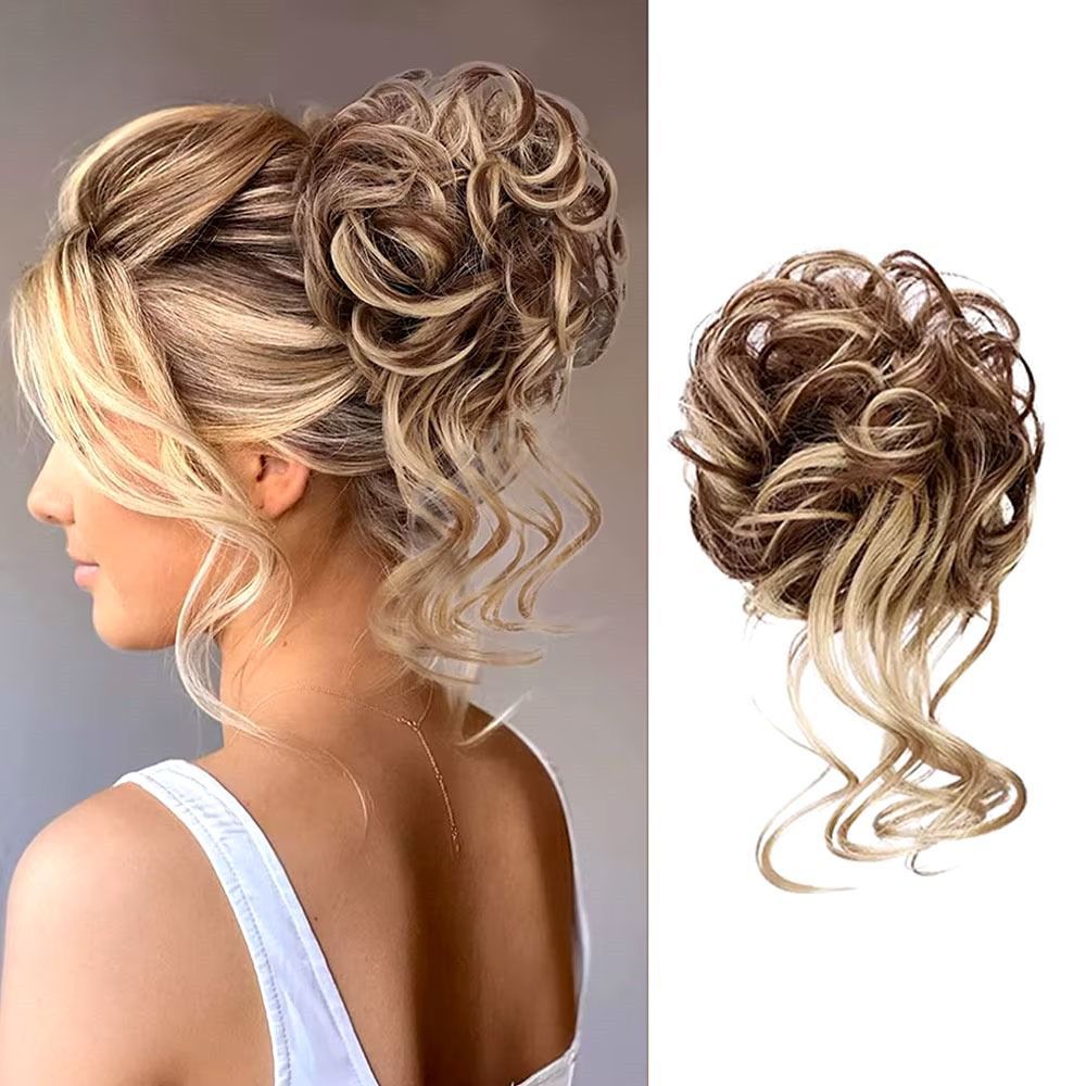 Saçlı Lastikli Topuz Toka - Büyük Aşağı dökümlü