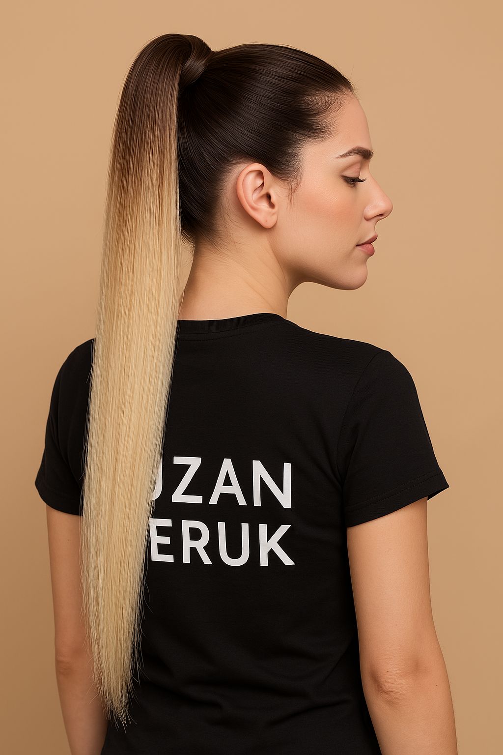 Gerçek saç Bağcıklı cırtlı boyanabilir fönlenebilir At kuyruğu Renk seçenekli