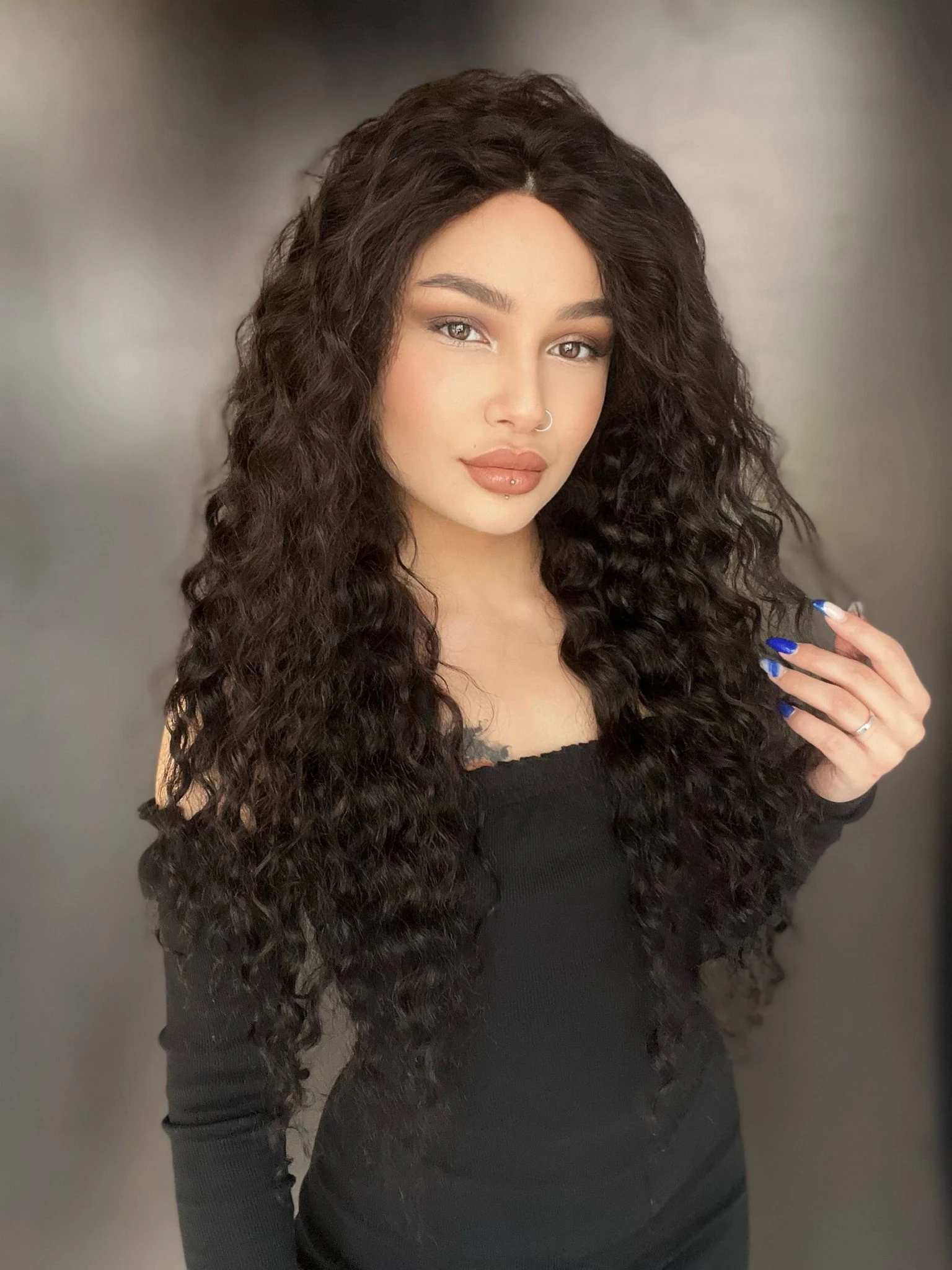 Geniş Dalga Tül Peruk Doğal afro