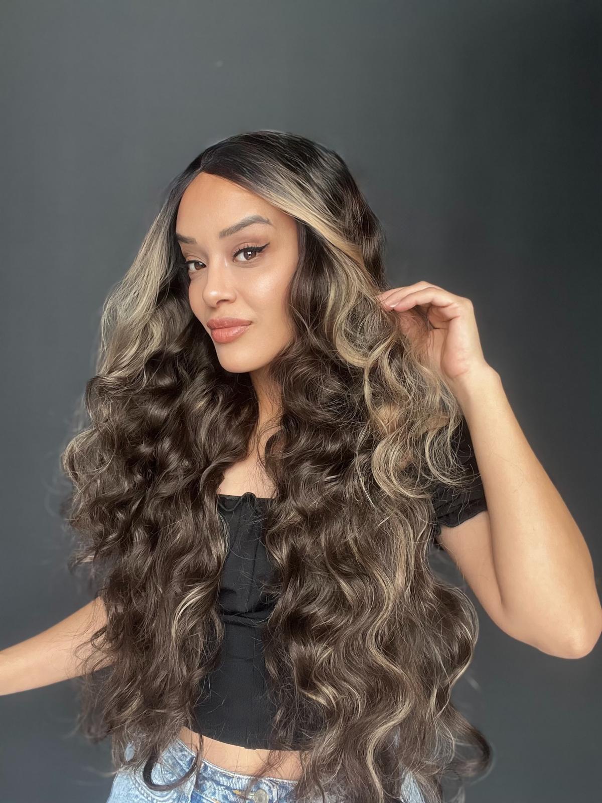 Full Tül peruk Heryöne ayrım yapılır toplanır Dalgalı Dansöz Boy tül peruk