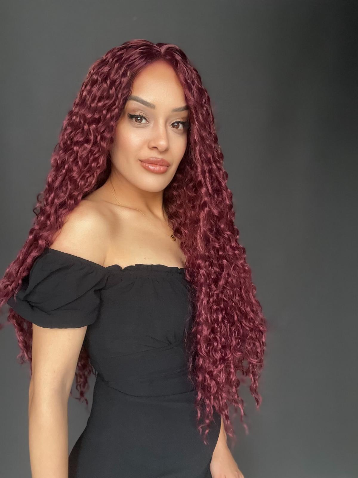 Afro Tül peruk Ön Full Tül -Sabit ayrımlı ektra uzun peruk