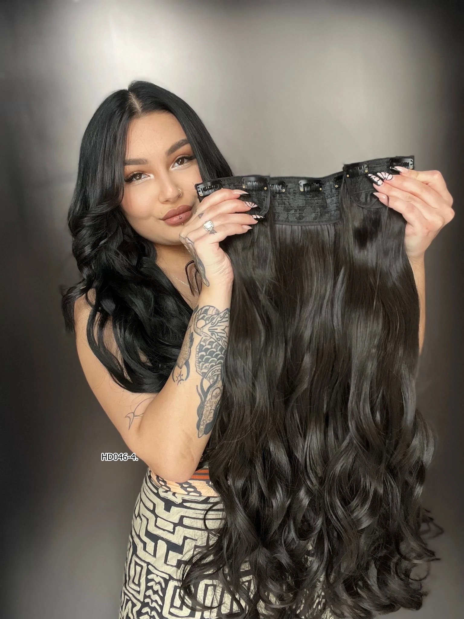 Dalgalı Yarım Ay + 2 Yan Çıt Çıt - Kahverengi