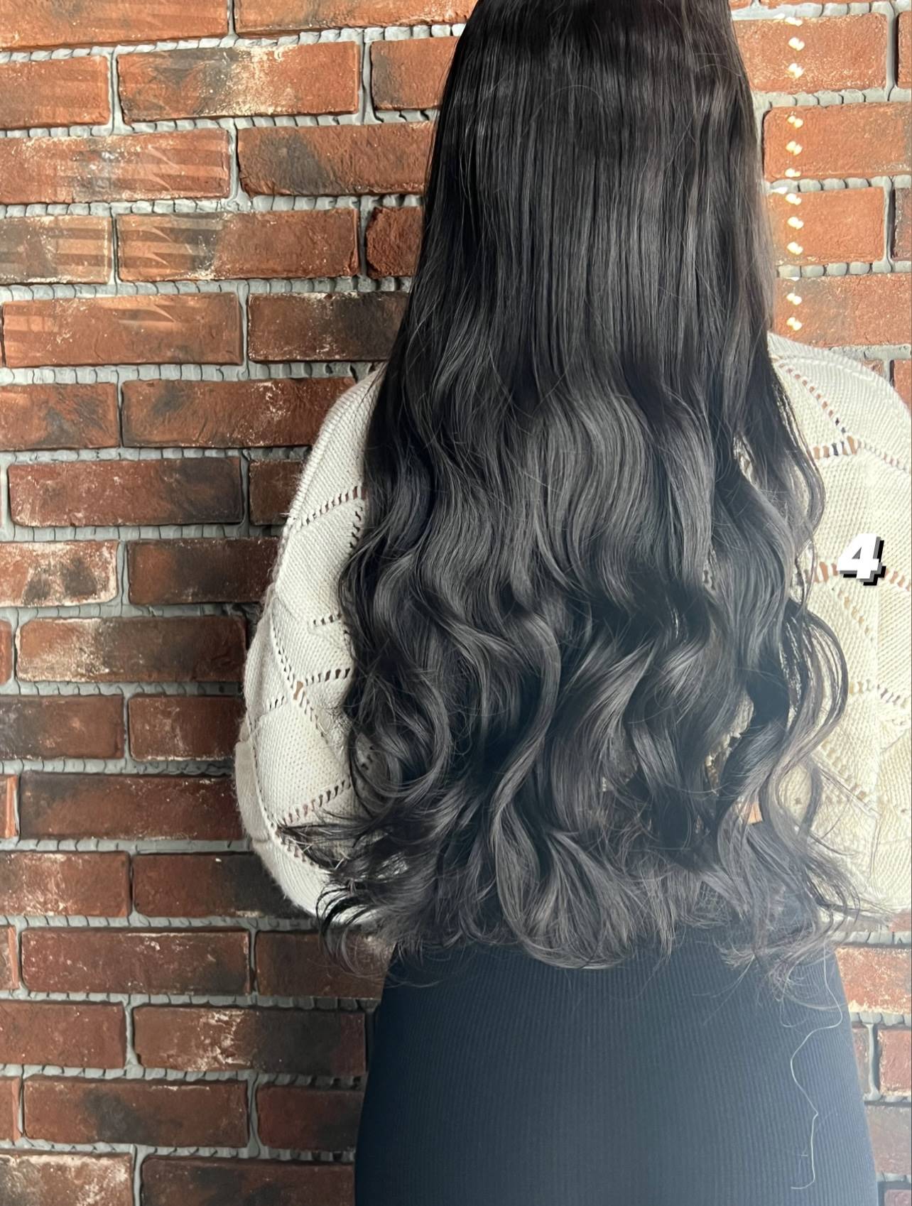 Fiber Sentetik Dalgalı Yarım Ay + 2 Yan Çıt Çıt -Kestane Rengi