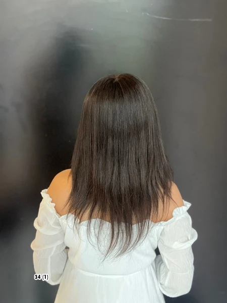 50 cm Full her yönü cilt Proteze %100 Doğal Gerçek saç Peruk Orjinal insan saçı