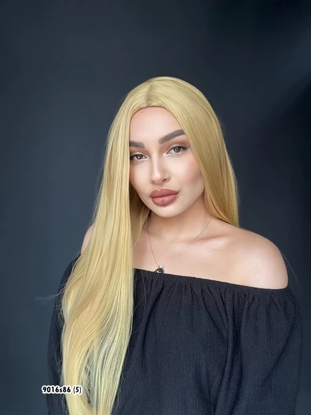 Düz uzun Perçemsiz Cilt görünümlü  Medikal  özel peruk Dore sarı