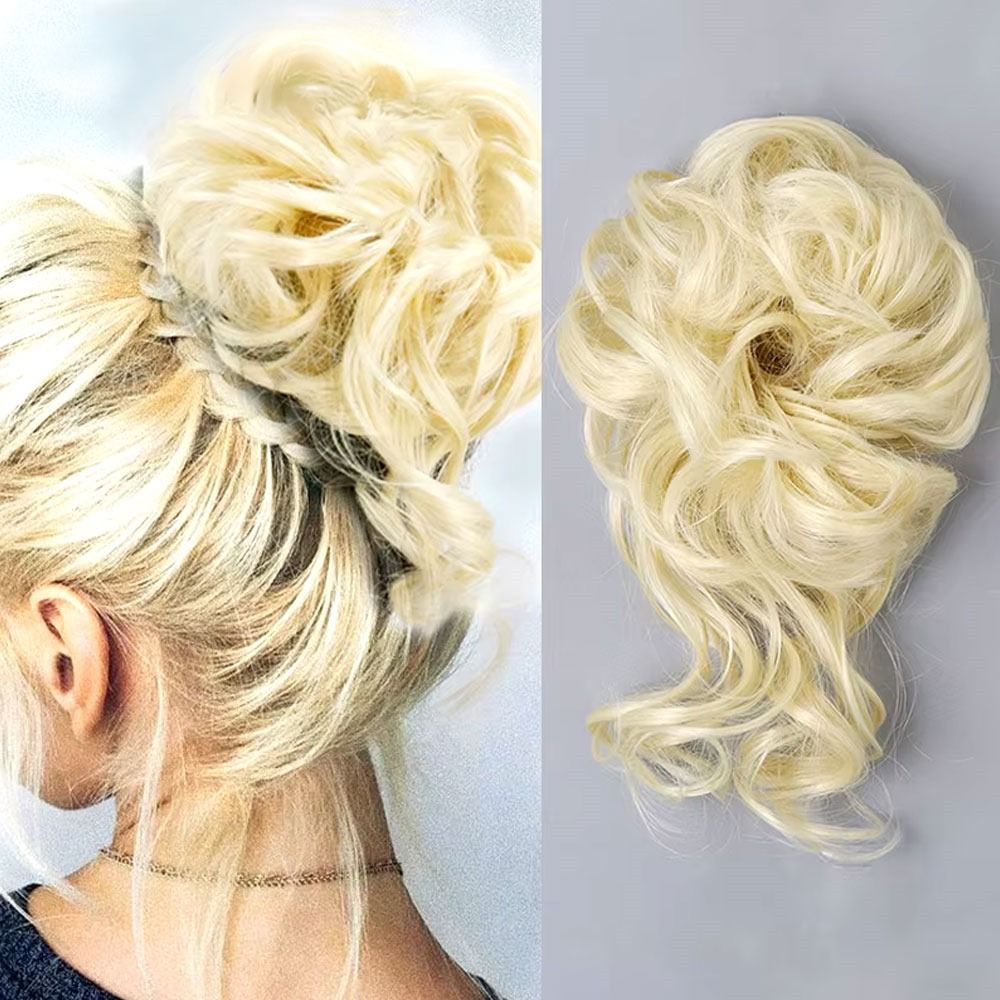 Saçlı Lastikli Topuz Toka - Büyük Aşağı dökümlü