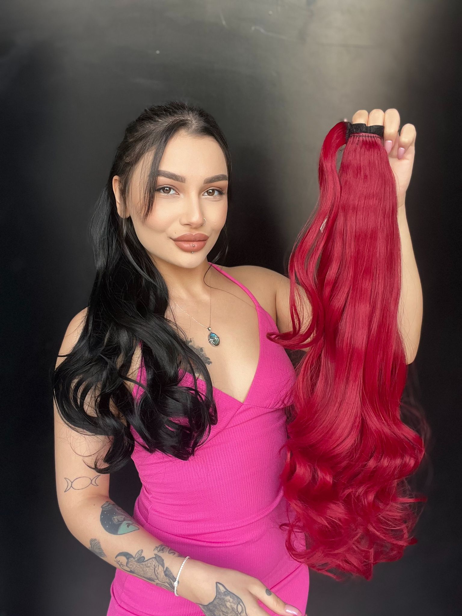 Cırcırtlı Bağcıklı At Kuyruğu Tak çık Ateş kızılı