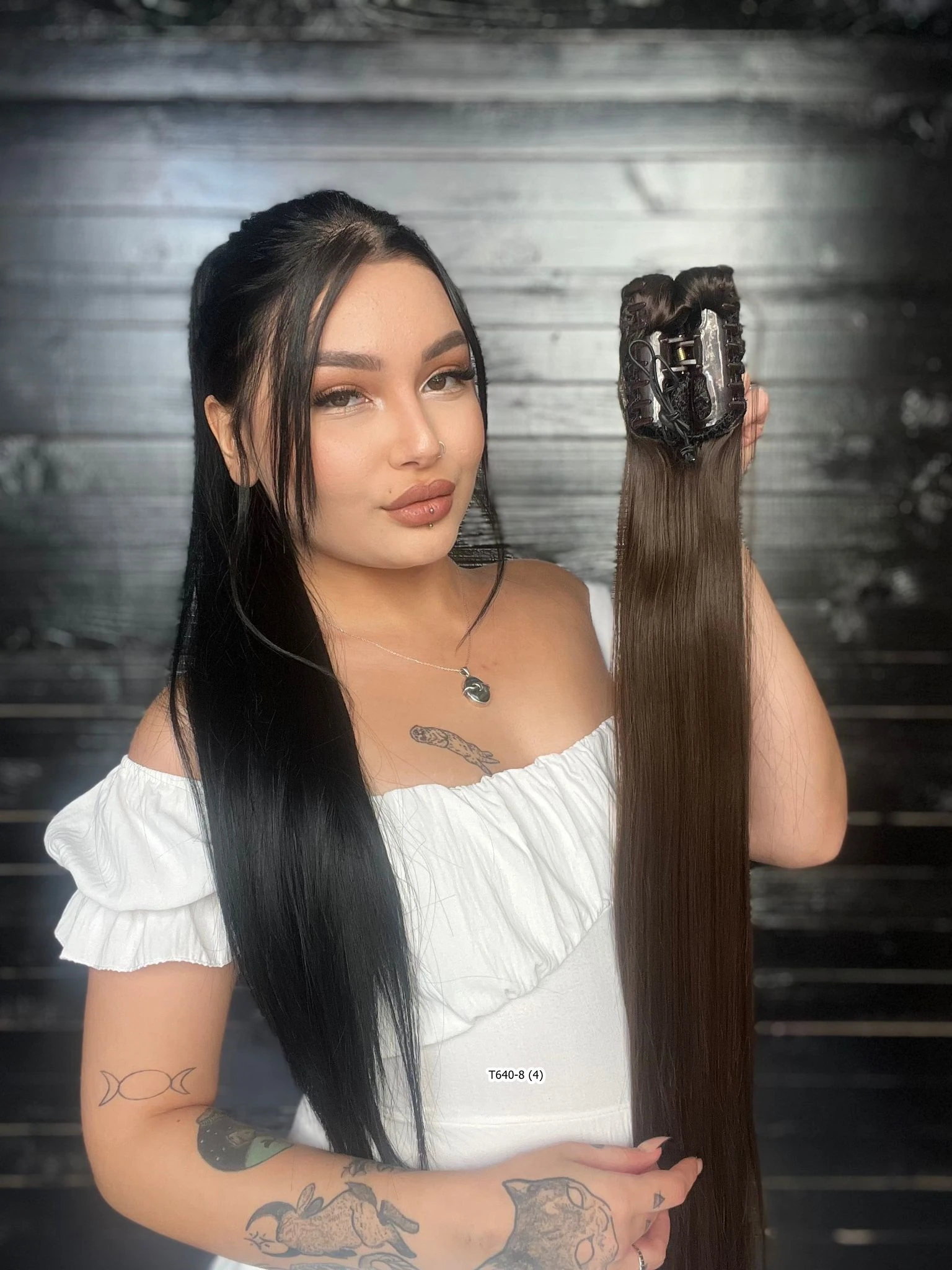 70cm Postiş Tokalı Düz At Kuyruğu - Açık Kahve