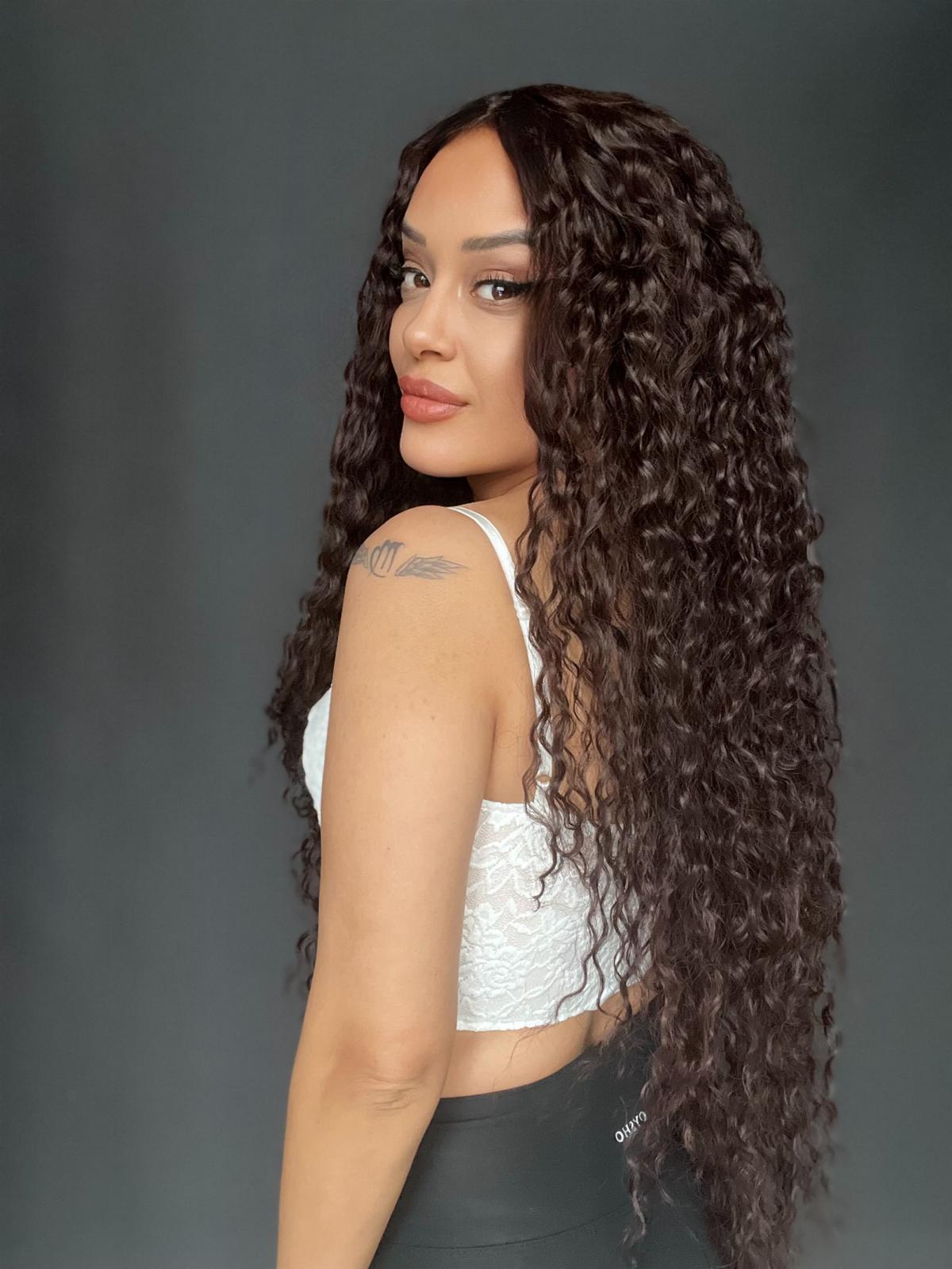 Afro Tül peruk Ön Full Tül -Sabit ayrımlı ektra uzun peruk