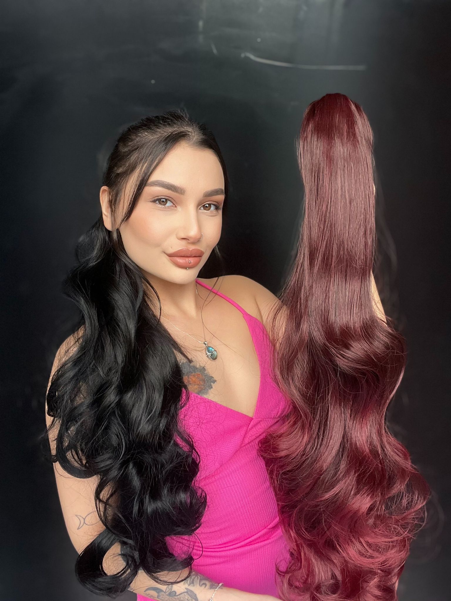 80 cm Ekstra Uzun At kuyruğu Tokalı Postiş Koyu Kızıl