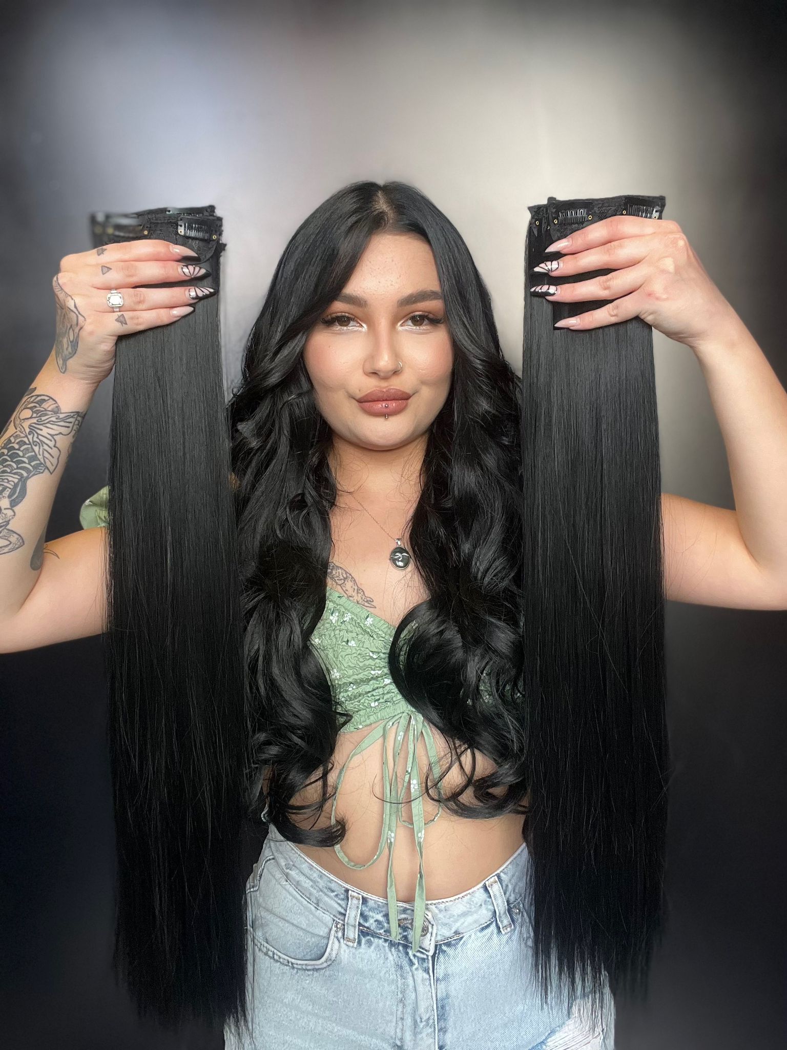 Düz 8 Parça Çıt Çıt -Siyah