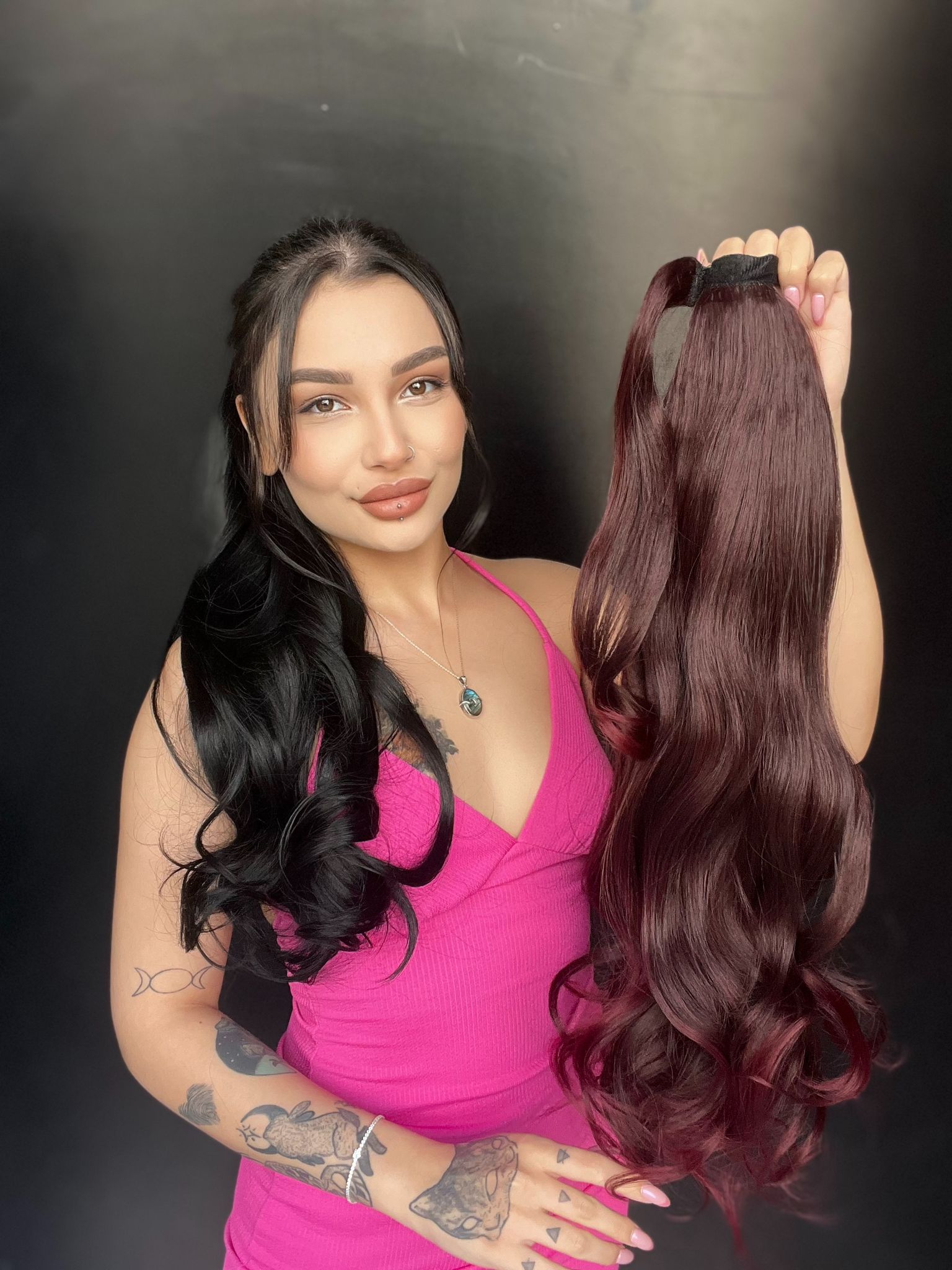 Cırcırtlı Bağcıklı At Kuyruğu Tak çık Koyu Kızıl