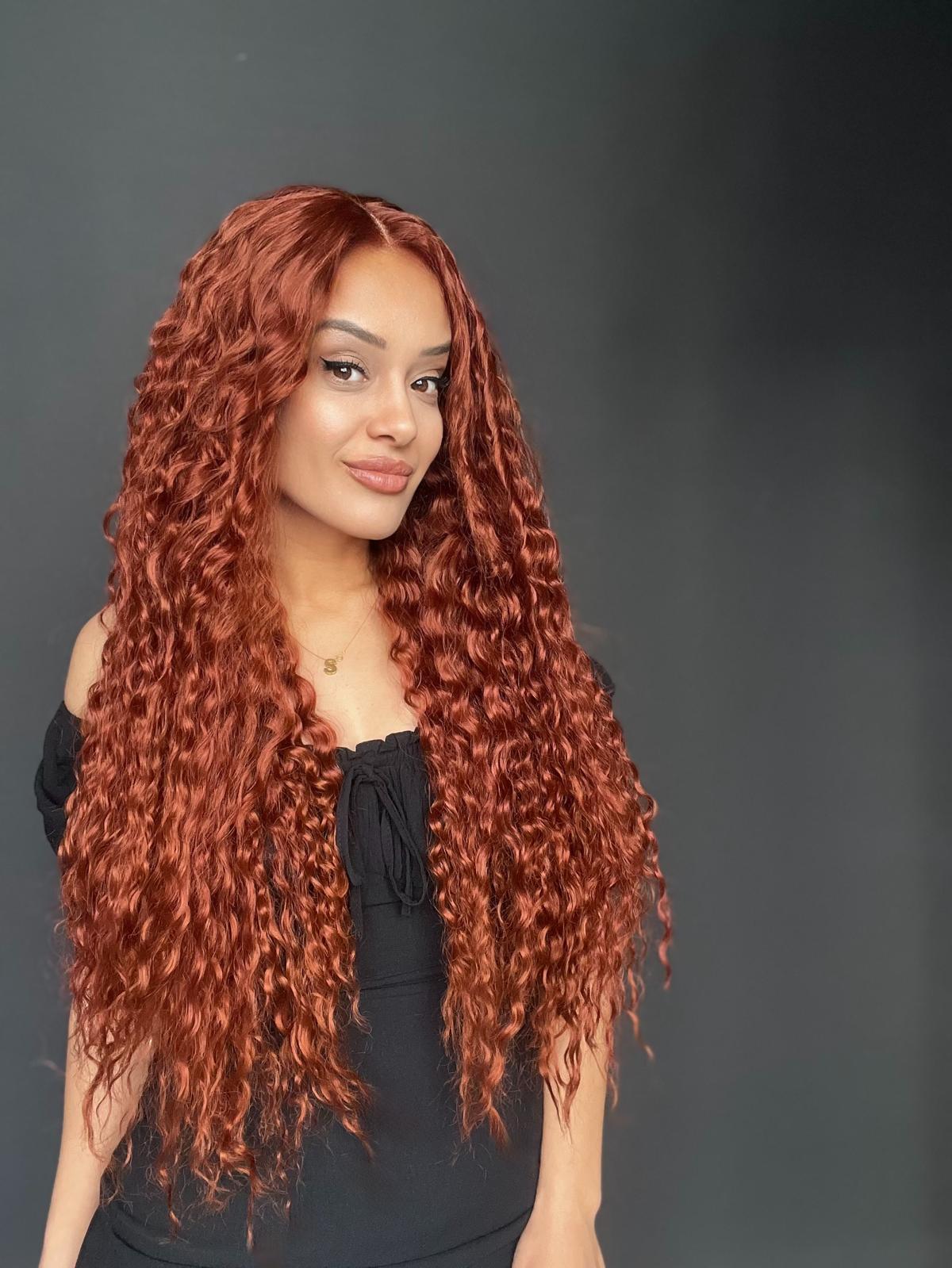 Afro Tül peruk Ön Full Tül -Sabit ayrımlı ektra uzun peruk