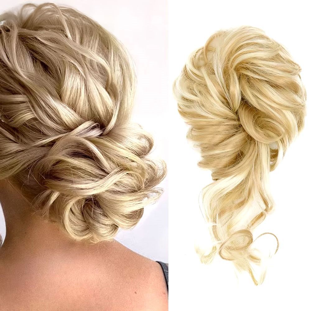 Saçlı Lastikli Topuz Toka - Büyük Aşağı dökümlü