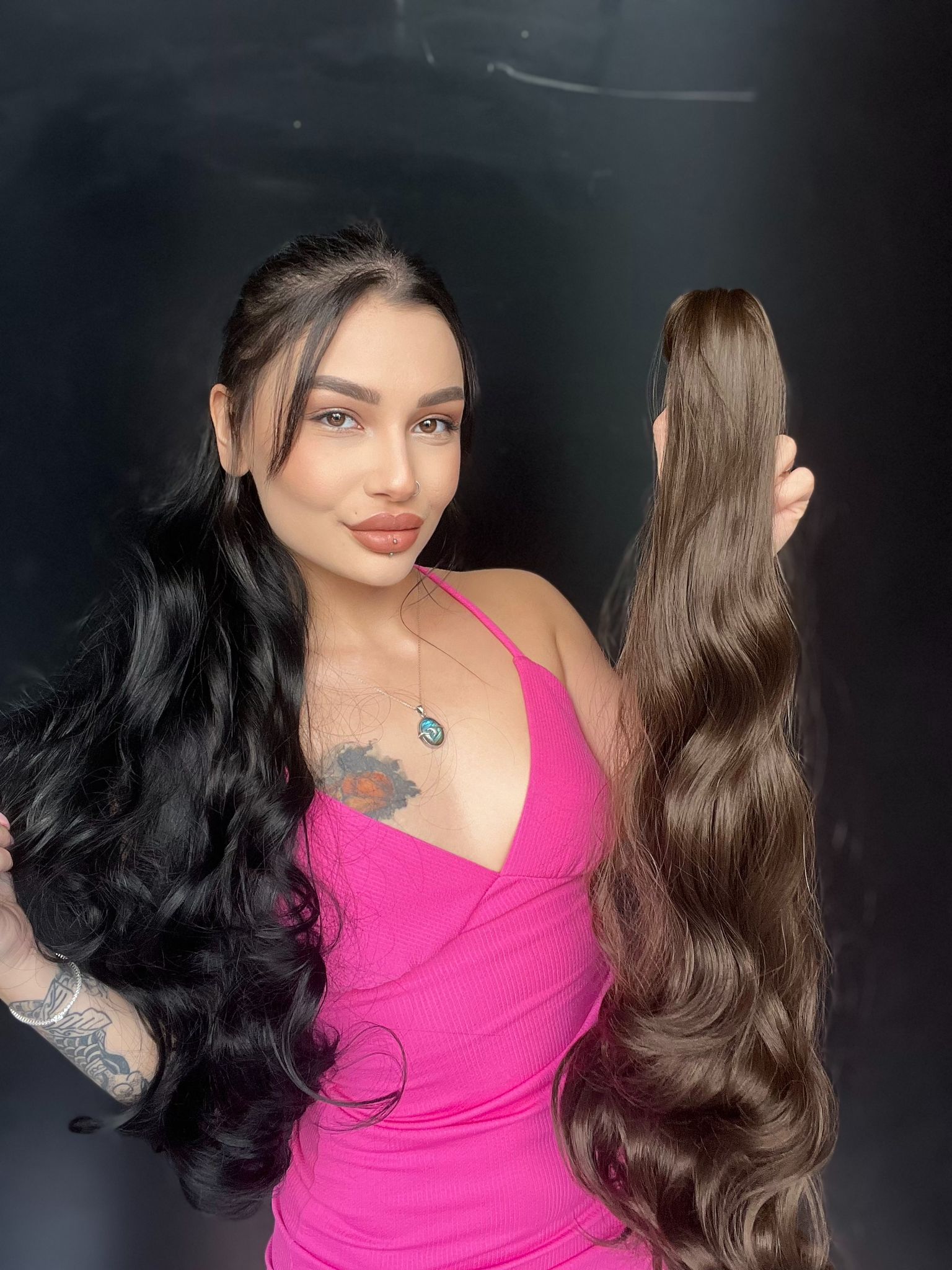 80 cm Ekstra Uzun At kuyruğu Tokalı Postiş Koyu Kumral