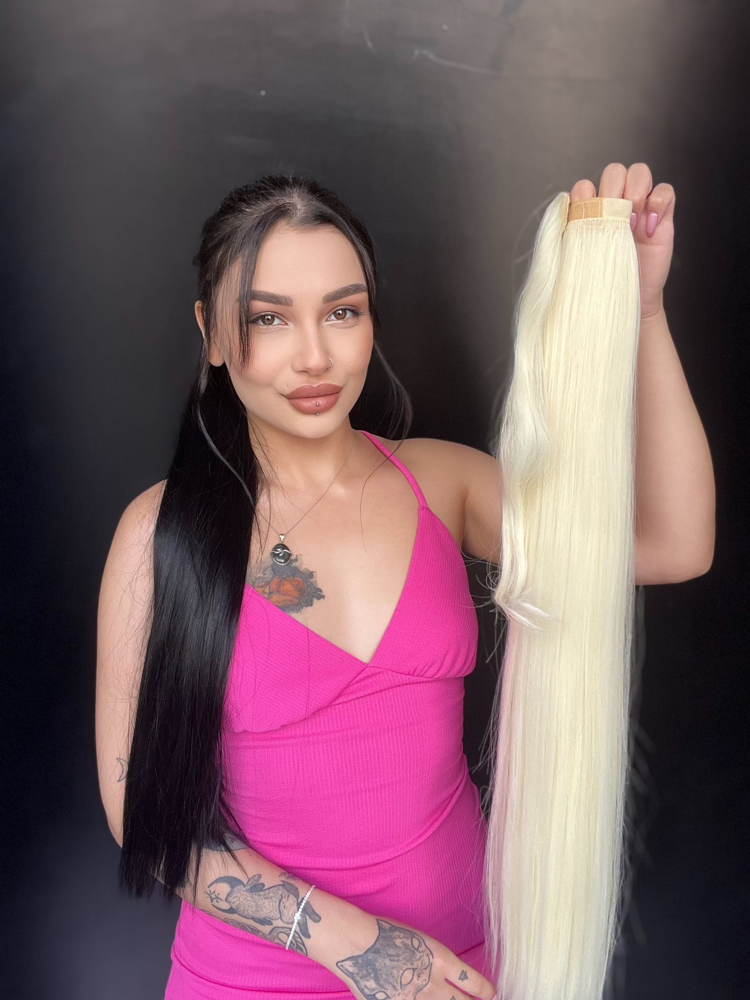 Cırtcırt Bağcıklı Tak çık Düz uzun at kuyruğu Platin