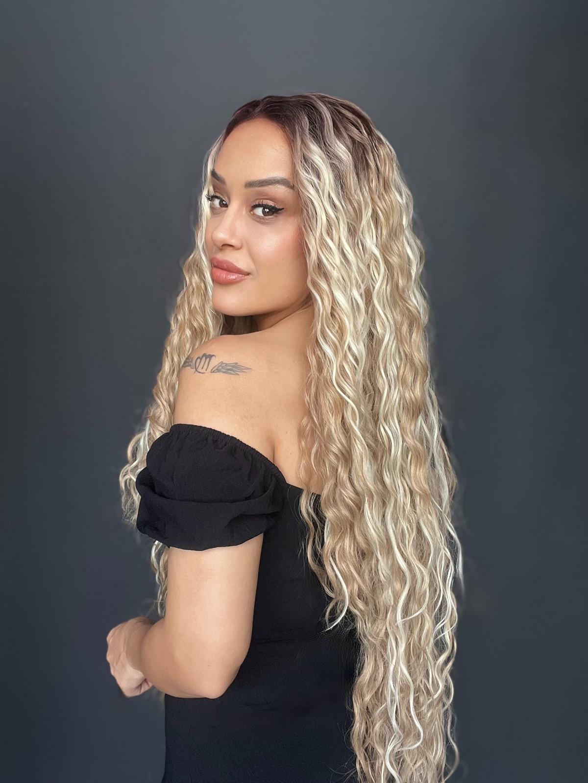 Kumral Balköpüğü Ombreli ve Röfleli Fiber Sentetik Tül Peruk (Tam tül peruk her yöne ayrımlı)