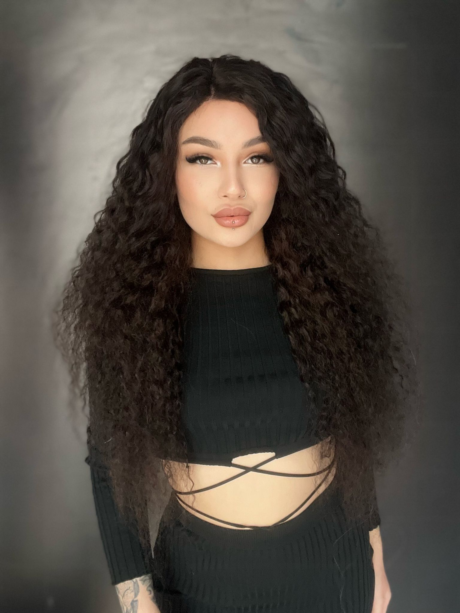 Koyu Kumral Afro Yıka Çık Gerçek Saç Tül Peruk 66