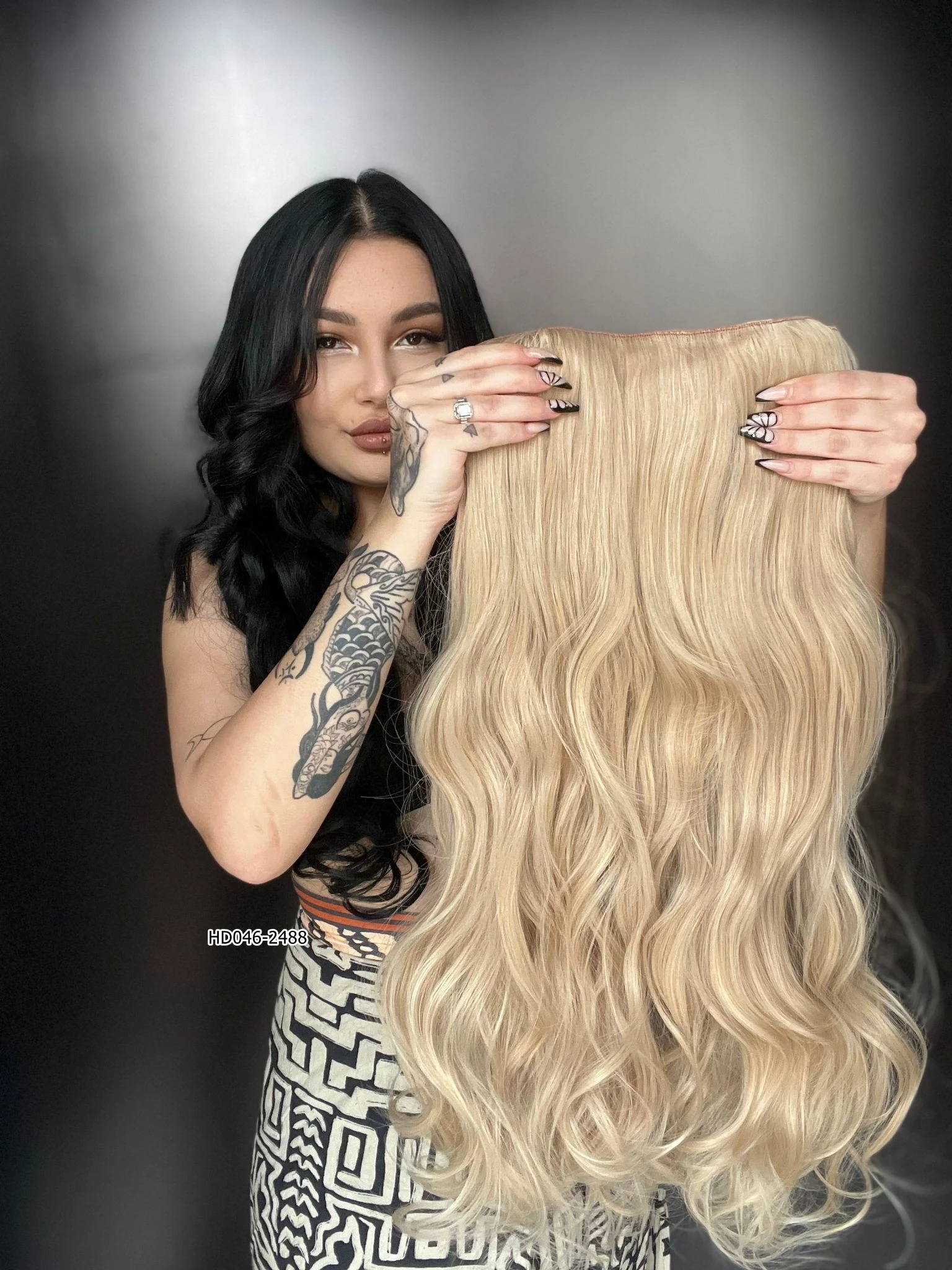 Dalgalı Yarım Ay + 2 Yan Çıt Çıt - Balköpüğü Beyaz Platin Röfleli