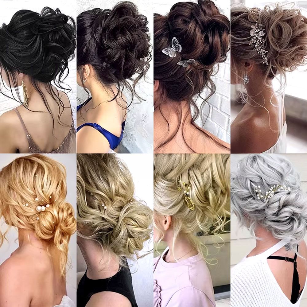 Saçlı Lastikli Topuz Toka - Büyük Aşağı dökümlü