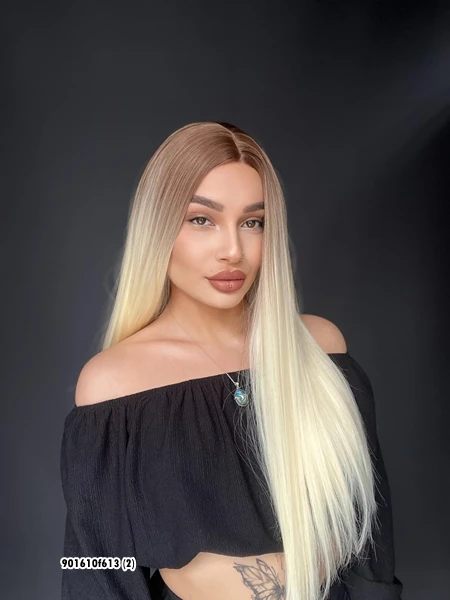 Düz uzun Perçemsiz Cilt görünümlü  Medikal  özel peruk 10f613