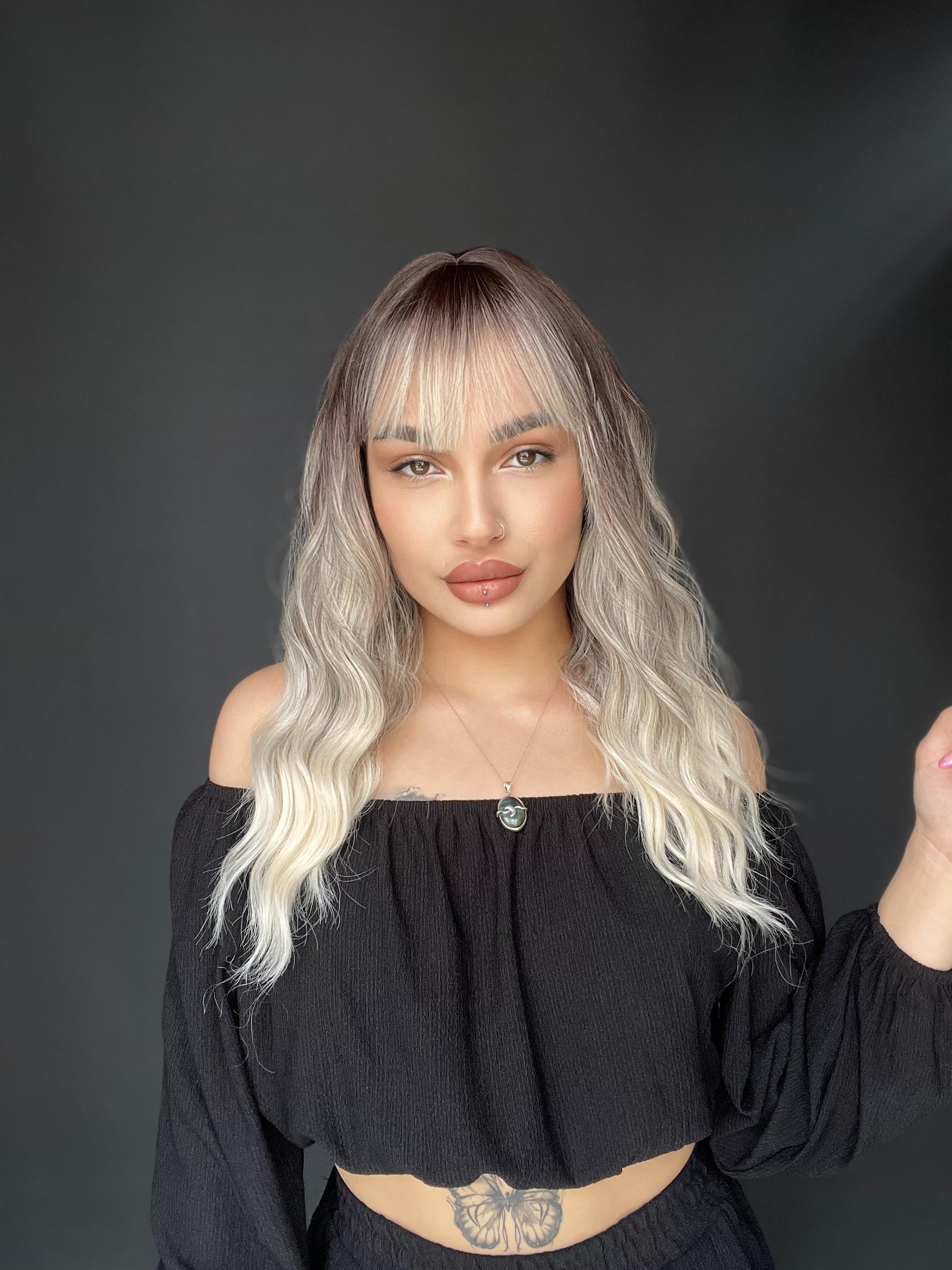 Okyanus Dalgası Perçemli Medikal Peruk perçemli fiber Rus Kumralı ombreli