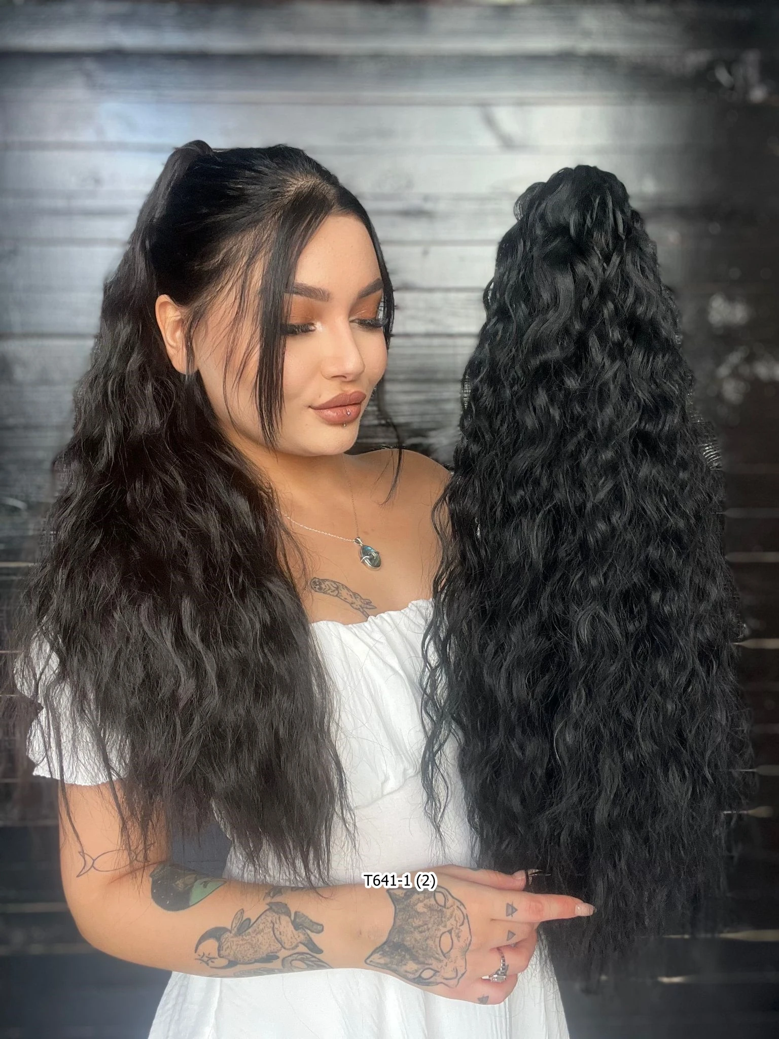 70cm Postiş Tokalı Kabarık Dalgalı At Kuyruğu - Siyah