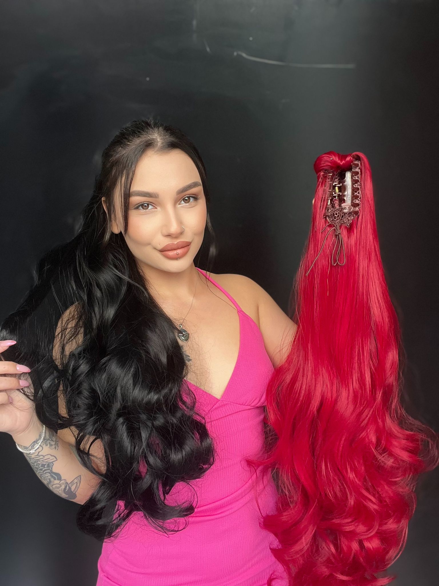 80 cm Ekstra Uzun At kuyruğu Tokalı Postiş Canlı Kızıl