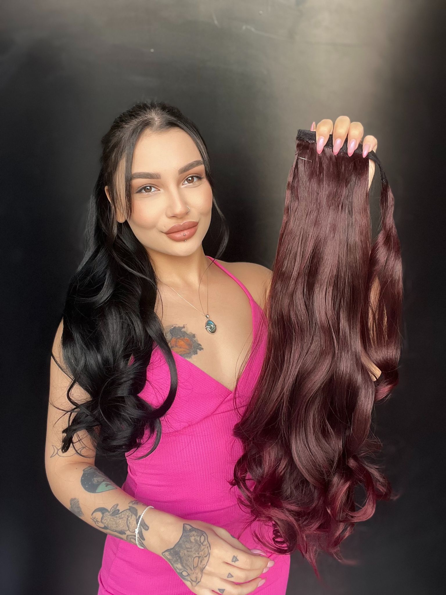 Cırcırtlı Bağcıklı At Kuyruğu Tak çık Koyu Kızıl