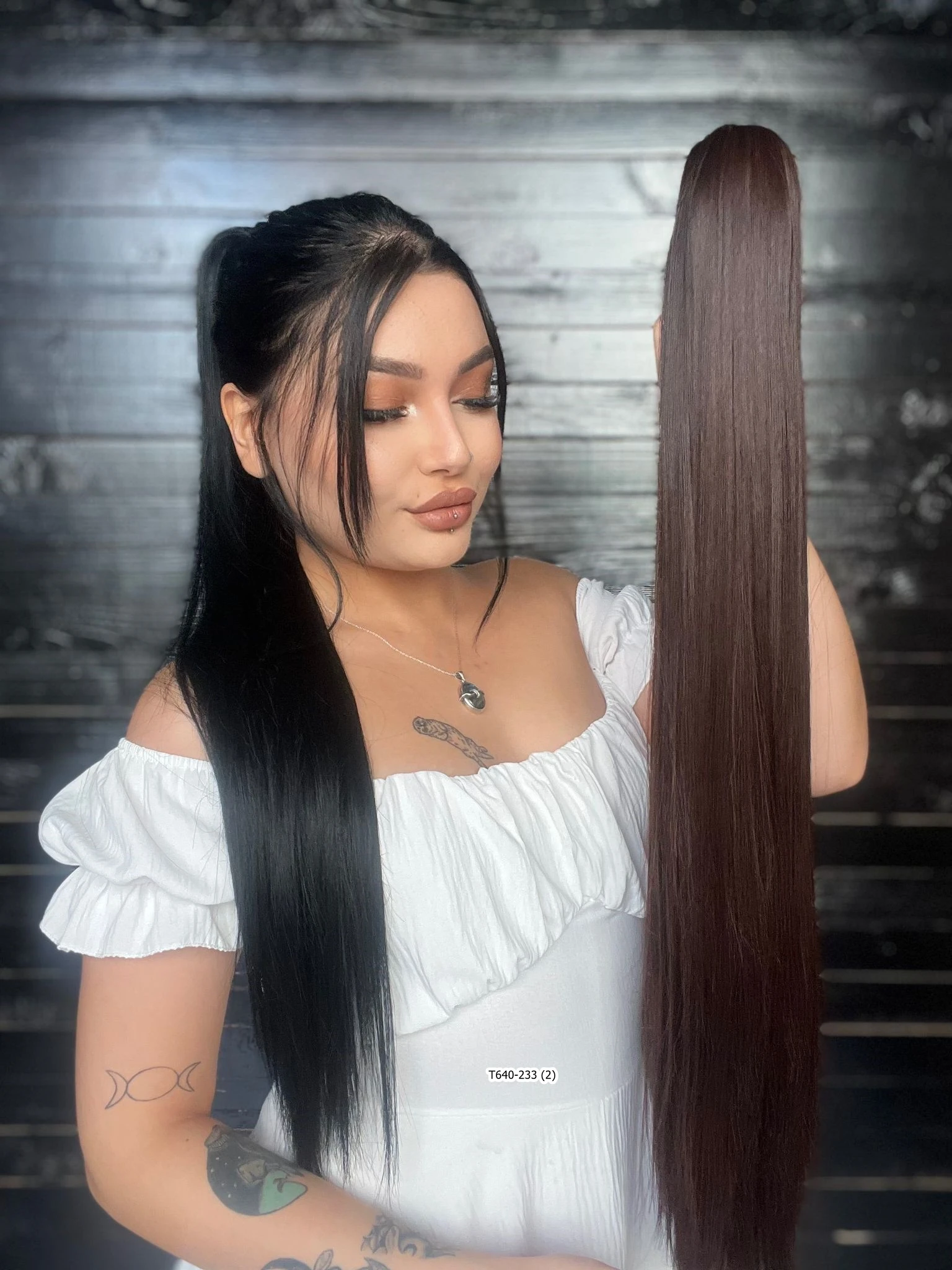 70cm Postiş Tokalı Düz At Kuyruğu - Koyu Kahve