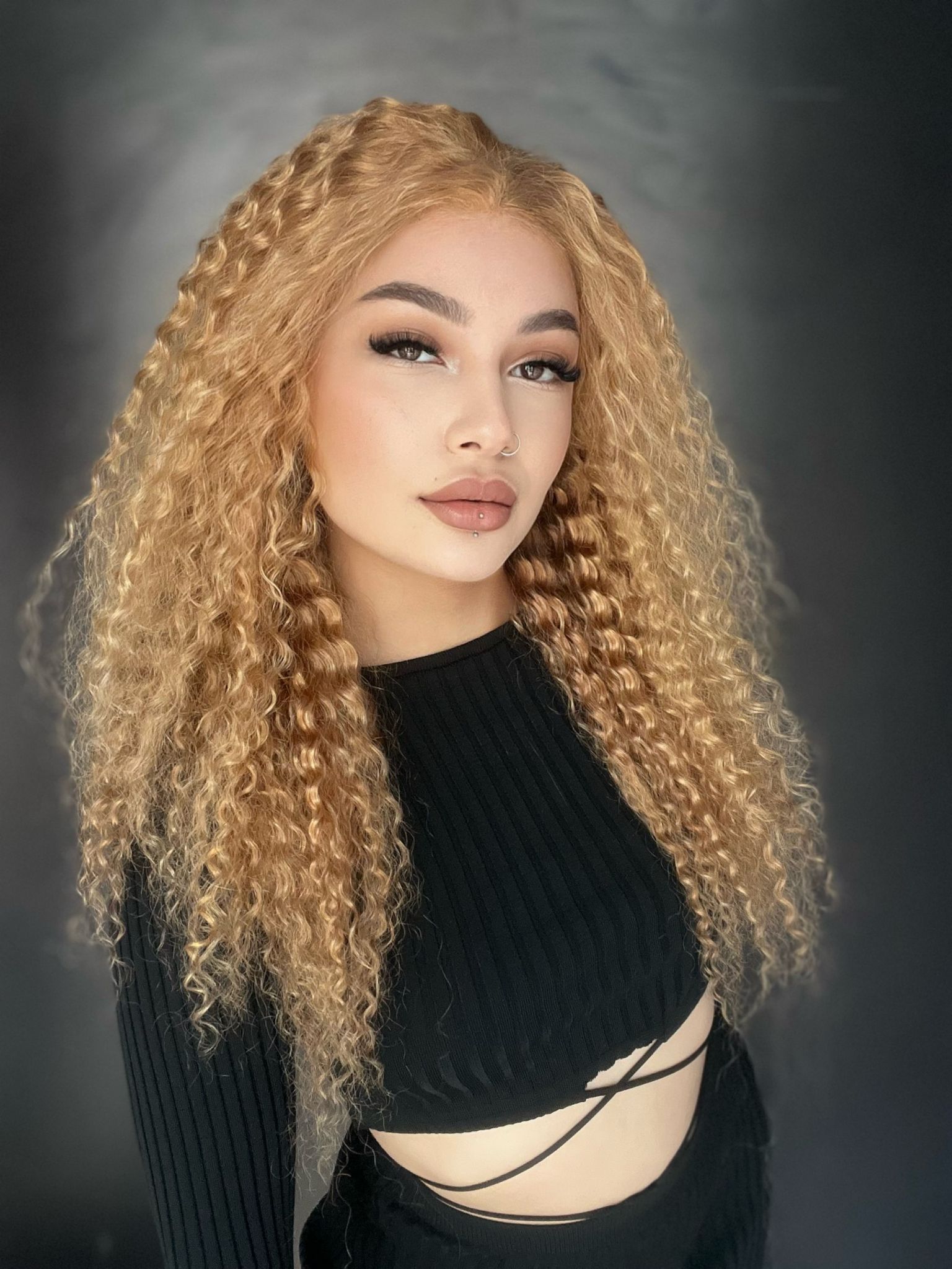 Sıcak Sarı Afro Yıka Çık Gerçek Saç Tül Peruk 67