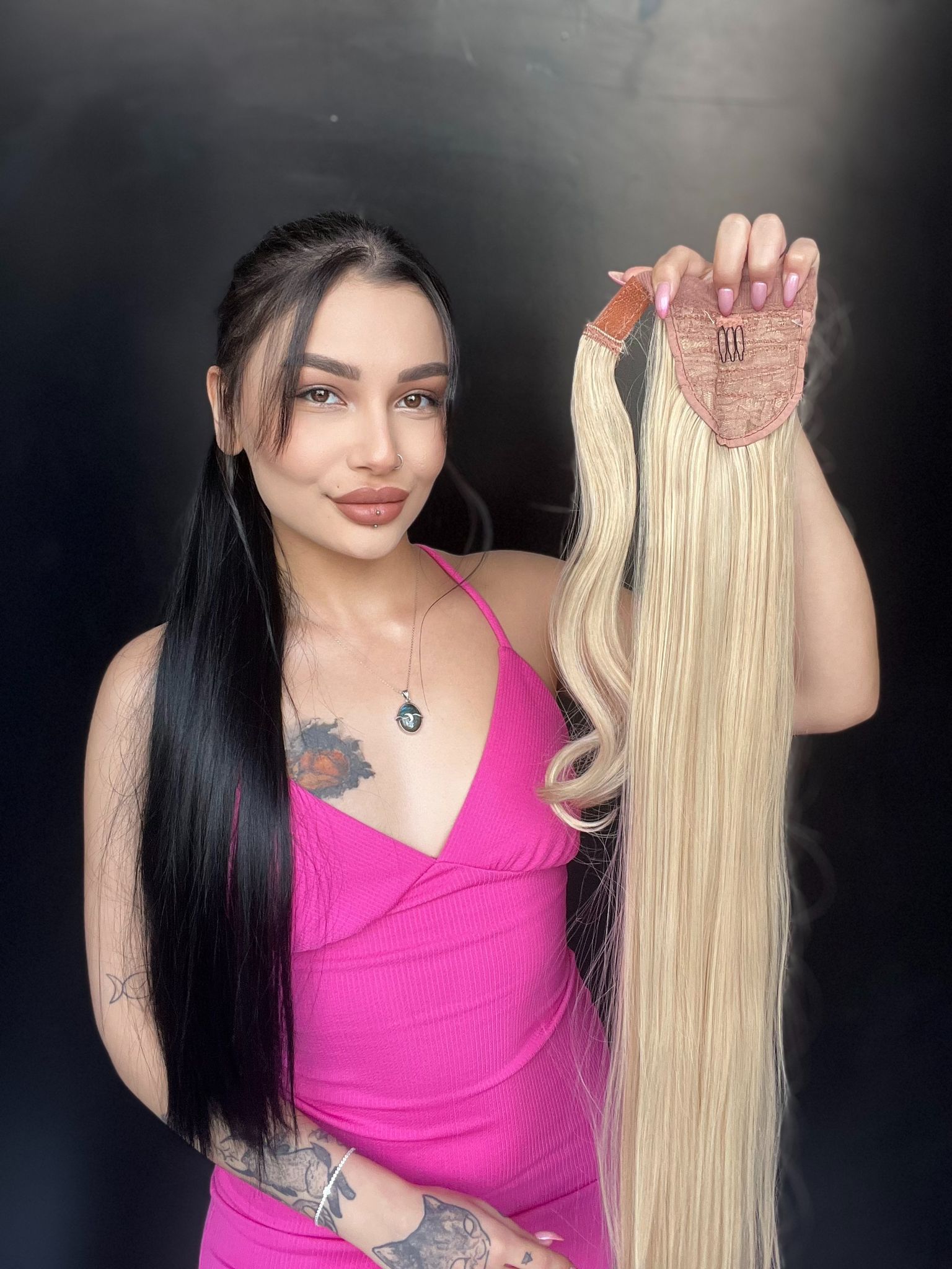 Cırtcırt Bağcıklı Tak çık Düz uzun at kuyruğu Sıcak sarı