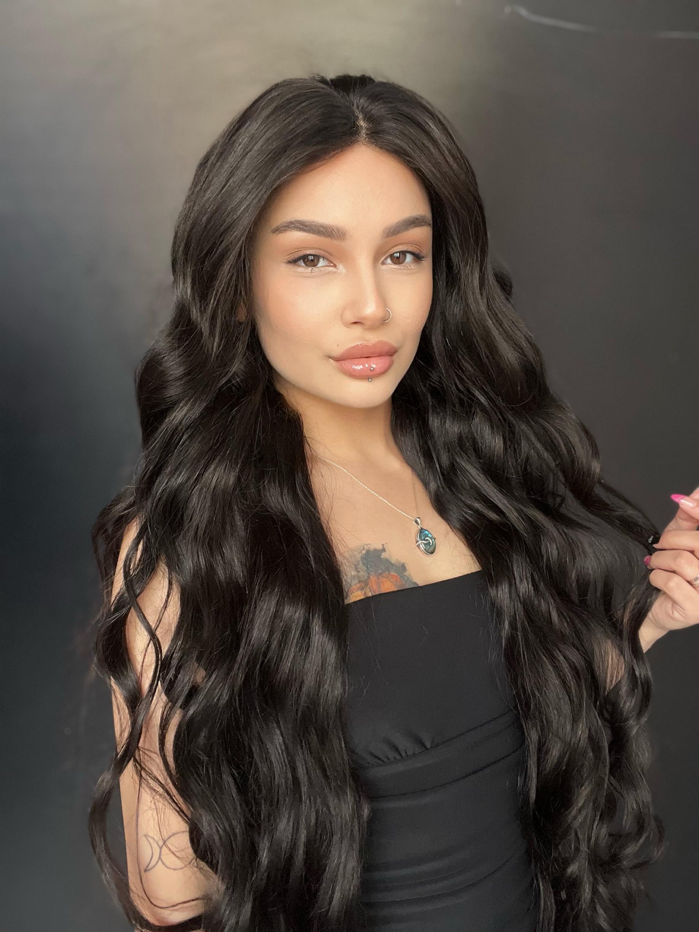 1 mettre 400 gr Ekstra boy%100 Doğal Gerçek saç Tül Peruk Orjinal insan saçı