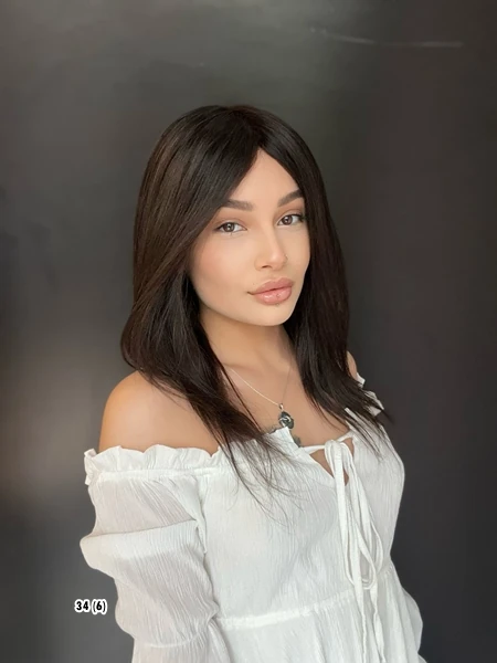 50 cm Full her yönü cilt Proteze %100 Doğal Gerçek saç Peruk Orjinal insan saçı