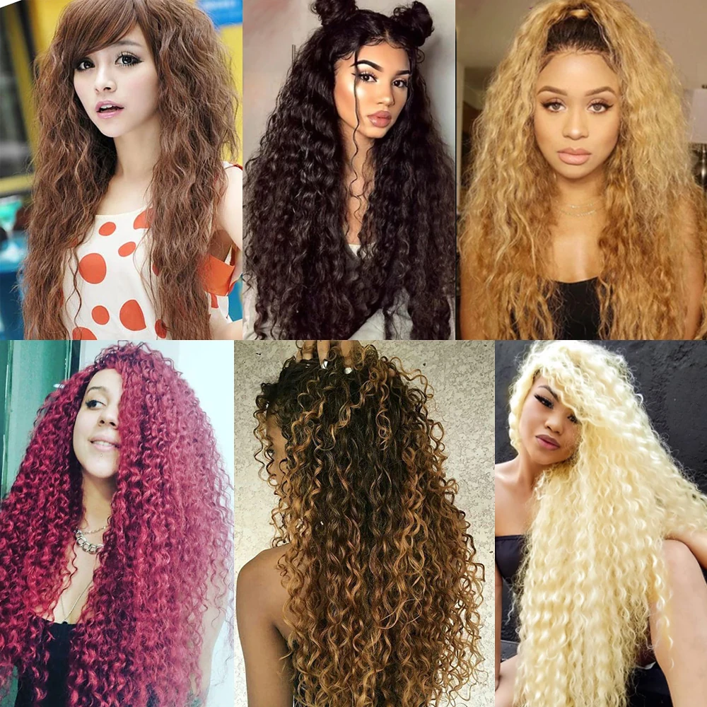 Afro Dalgalı Yarım Ay + 2 Yan Çıt Çıt - Kızıl