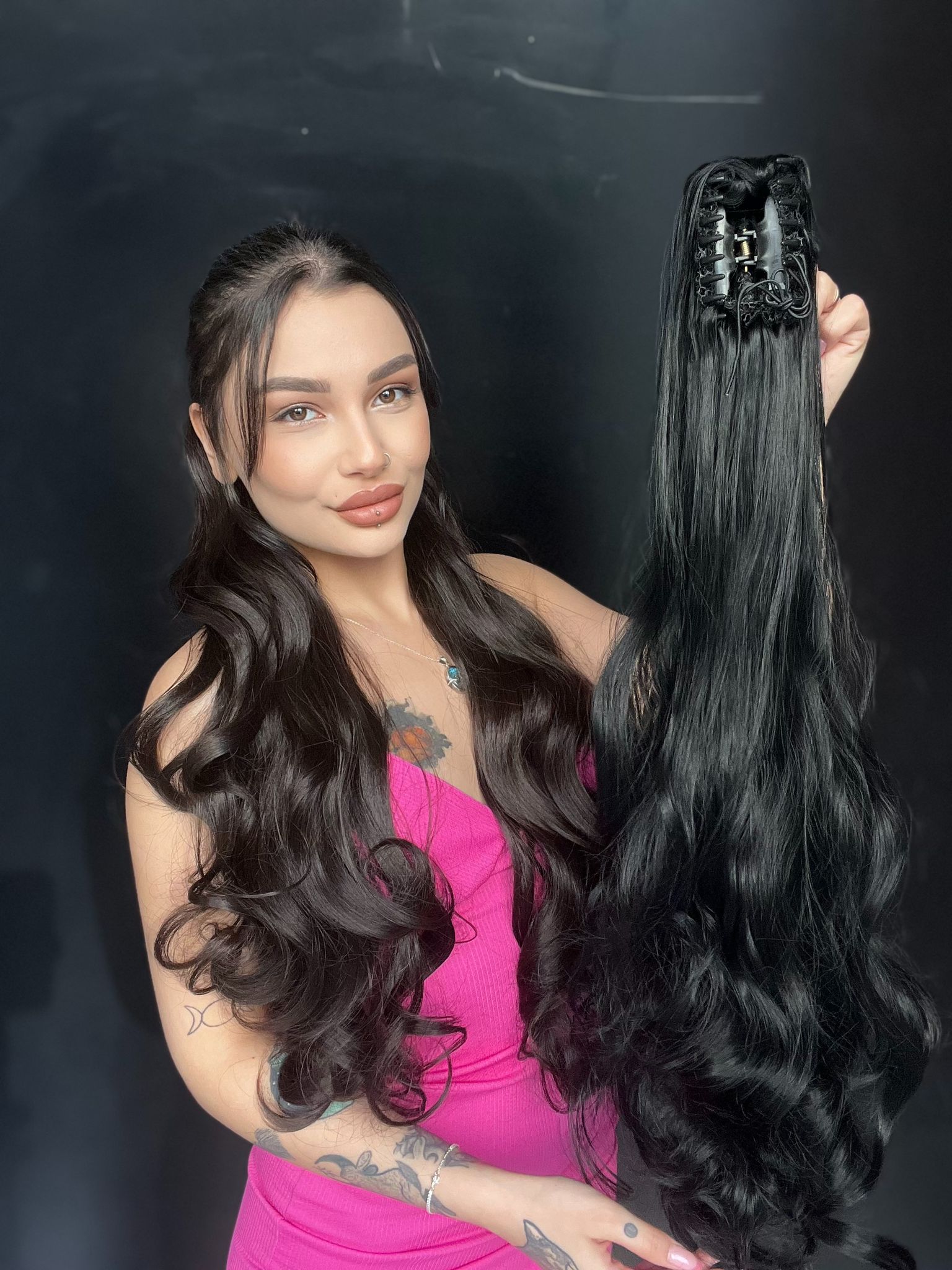 80 cm Ekstra Uzun At kuyruğu Tokalı Postiş Siyah