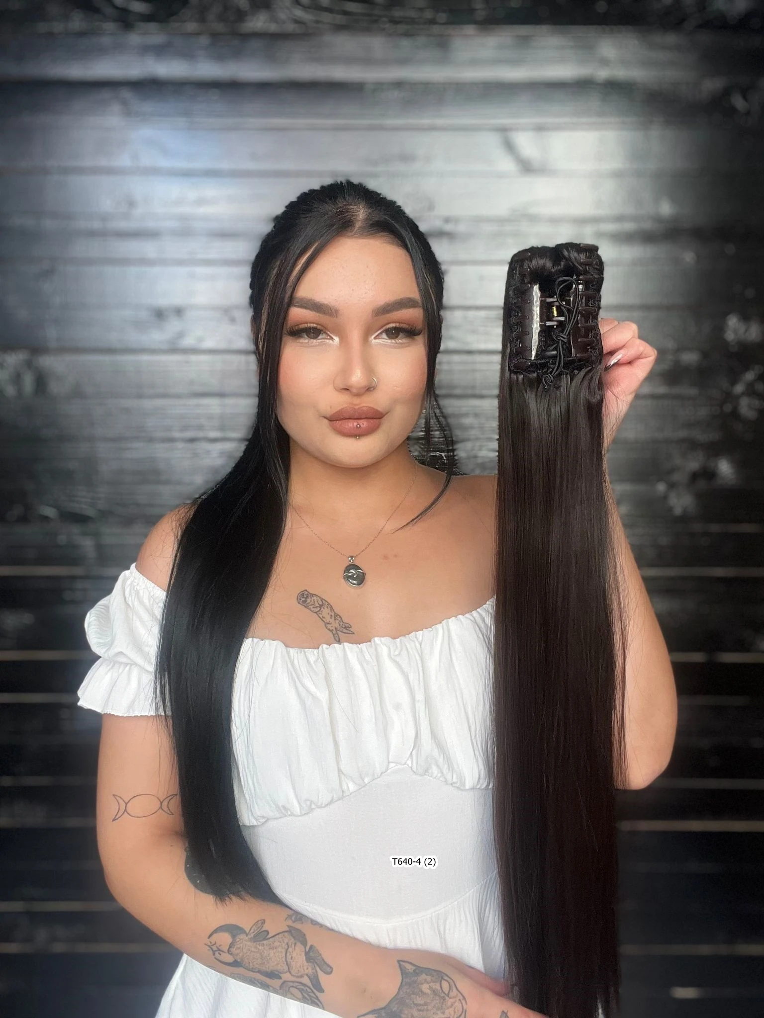 70cm Postiş Tokalı Düz At Kuyruğu - Kahverengi