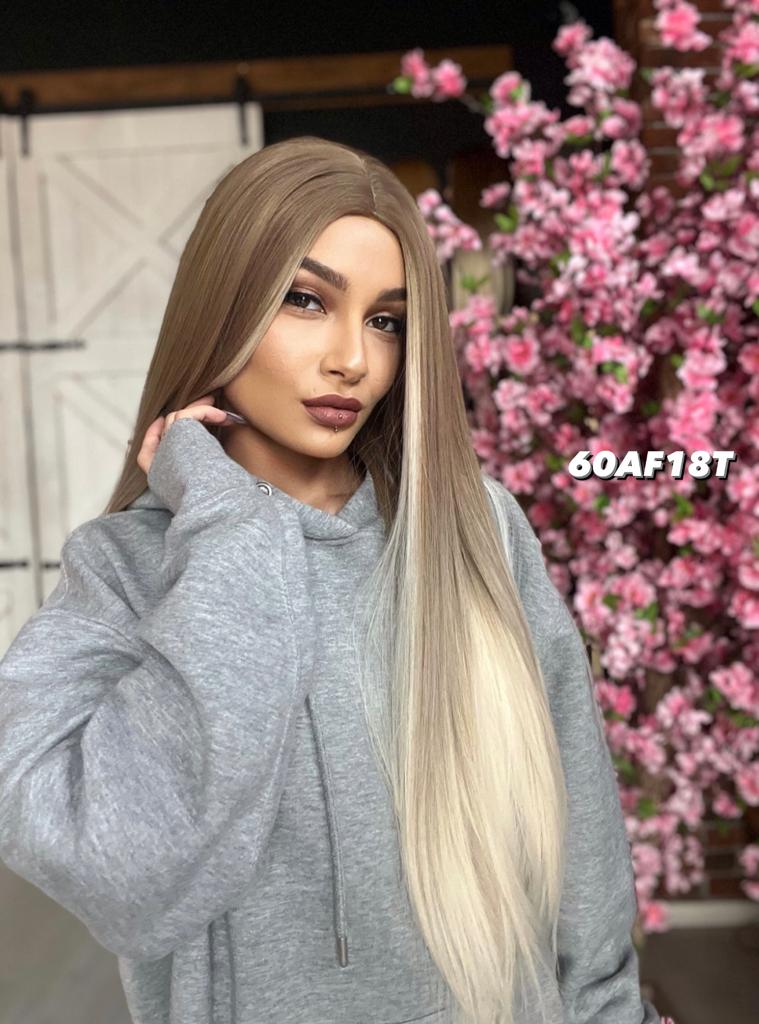 Fiber Sentetik Uzun Düz Peruk - Bebek Kumralı.