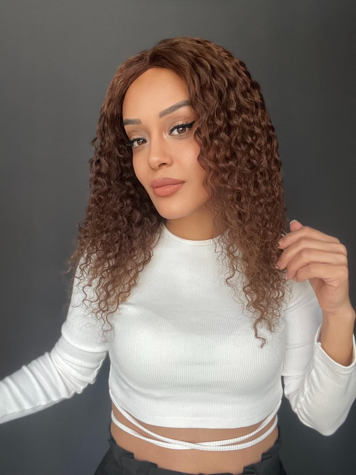 Yıka Çık Orjinal Kendi dalgalı Tül peruk