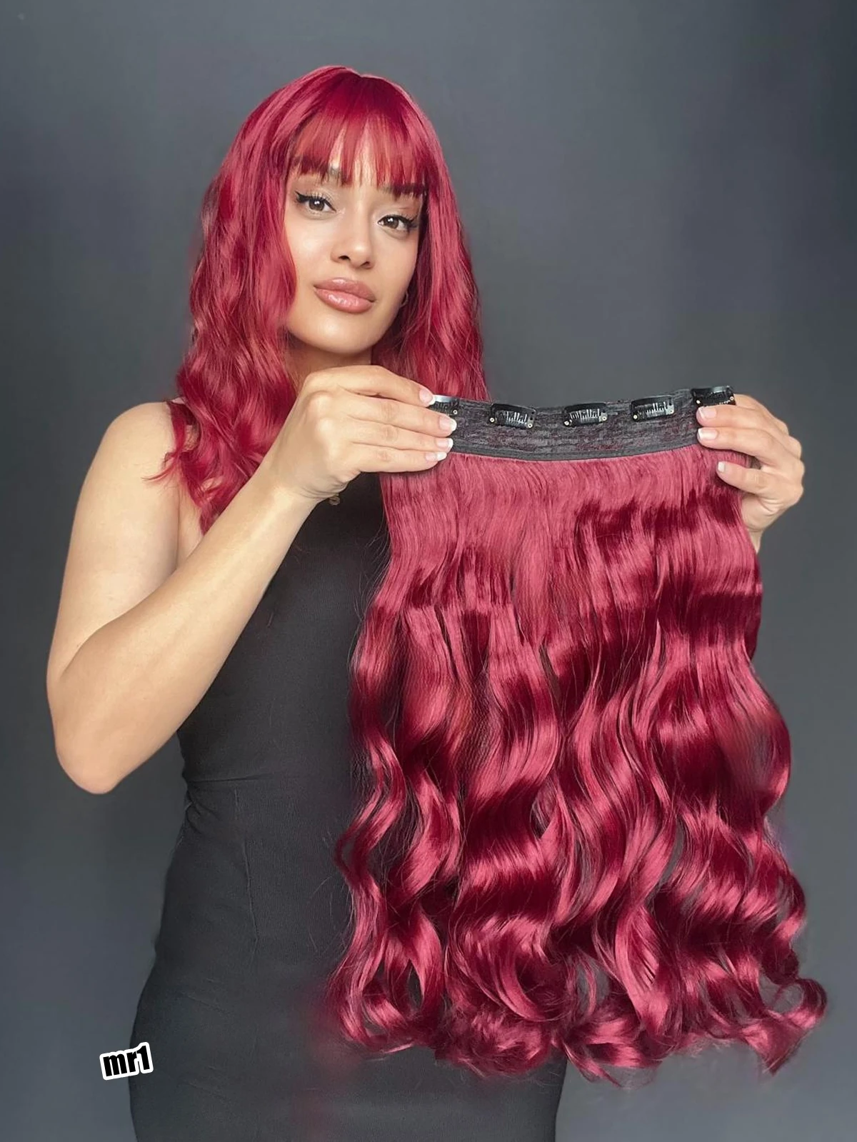 Dalgalı Geniş Parça Yarımay Çıtçıt Saç Kızıl