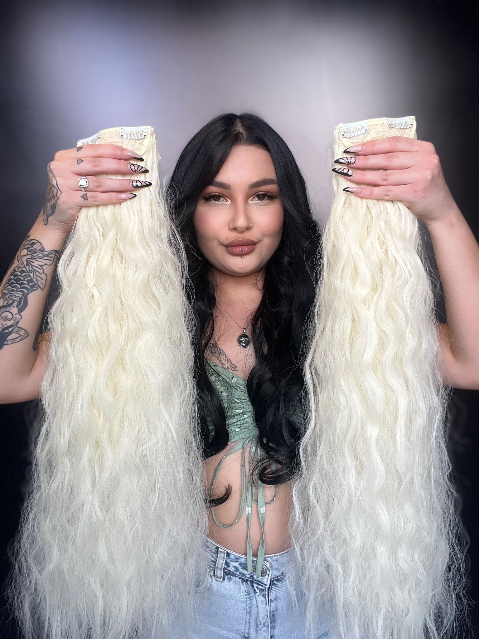 Afro Dalgalı 8 Parça Çıt Çıt - Açık Platin