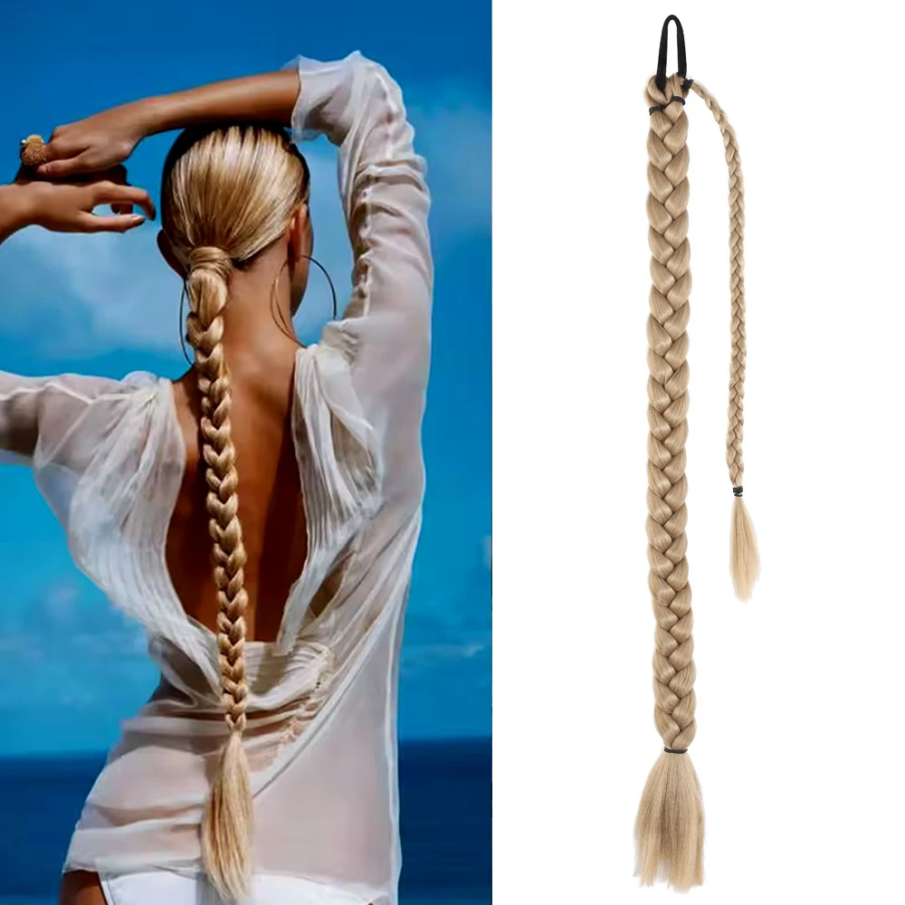 Üçlü Örgülü Tokalı Bağlamalı At Kuyruğu Küllü Sarı