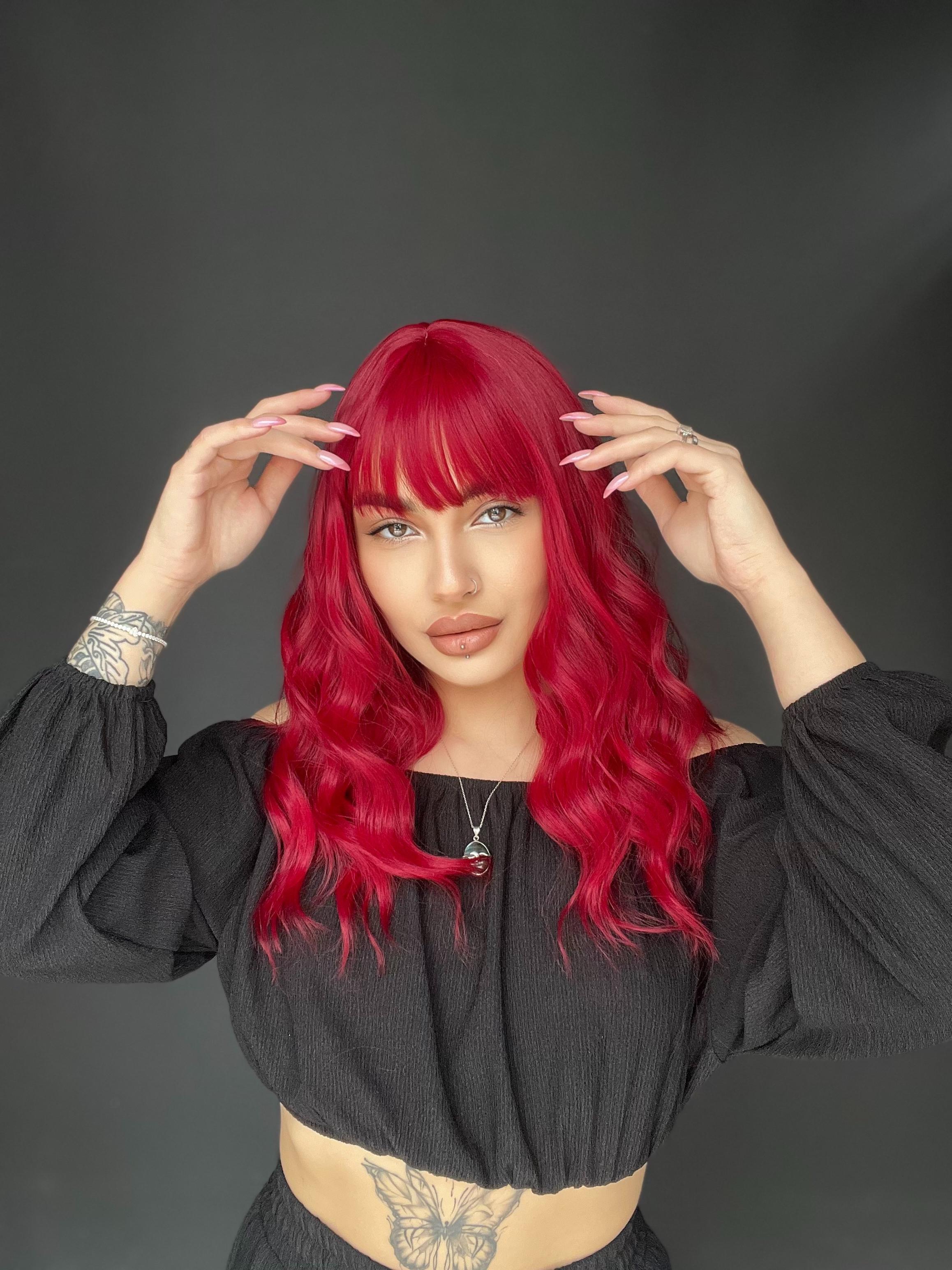 Okyanus Dalgası Perçemli Medikal Peruk perçemli fiber Kızıl