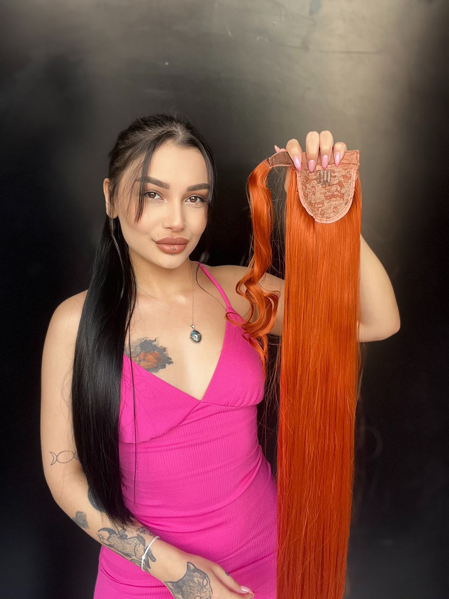 Cırtcırt Bağcıklı Tak çık Düz uzun at kuyruğu Bakır