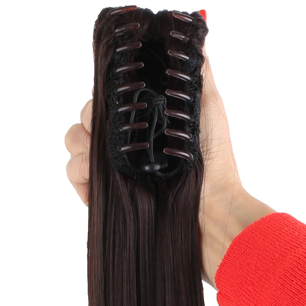 70cm Postiş Tokalı Düz At Kuyruğu - Koyu Kahve