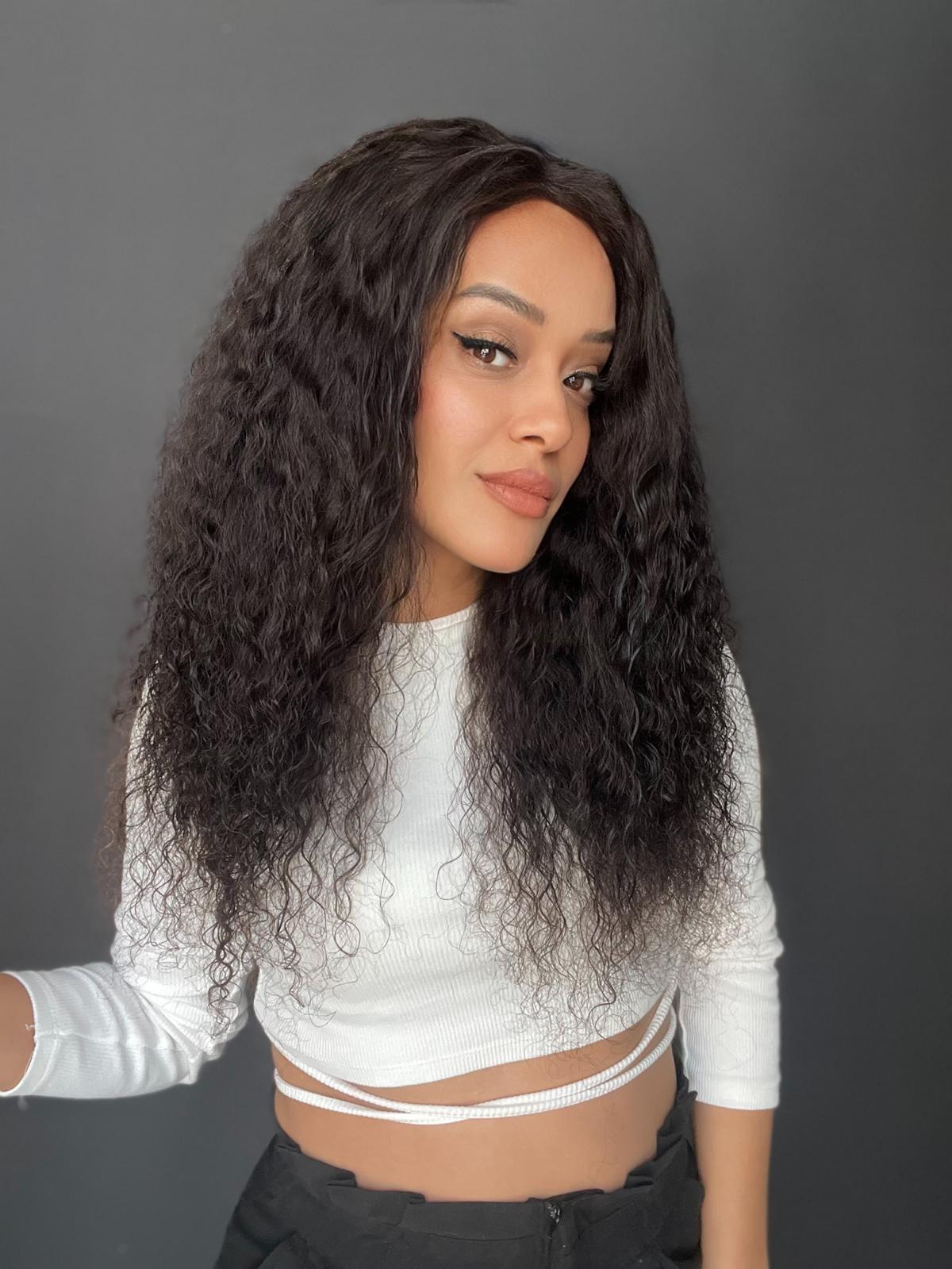 Yıka Çık Orjinal Kendi dalgalı Tül peruk