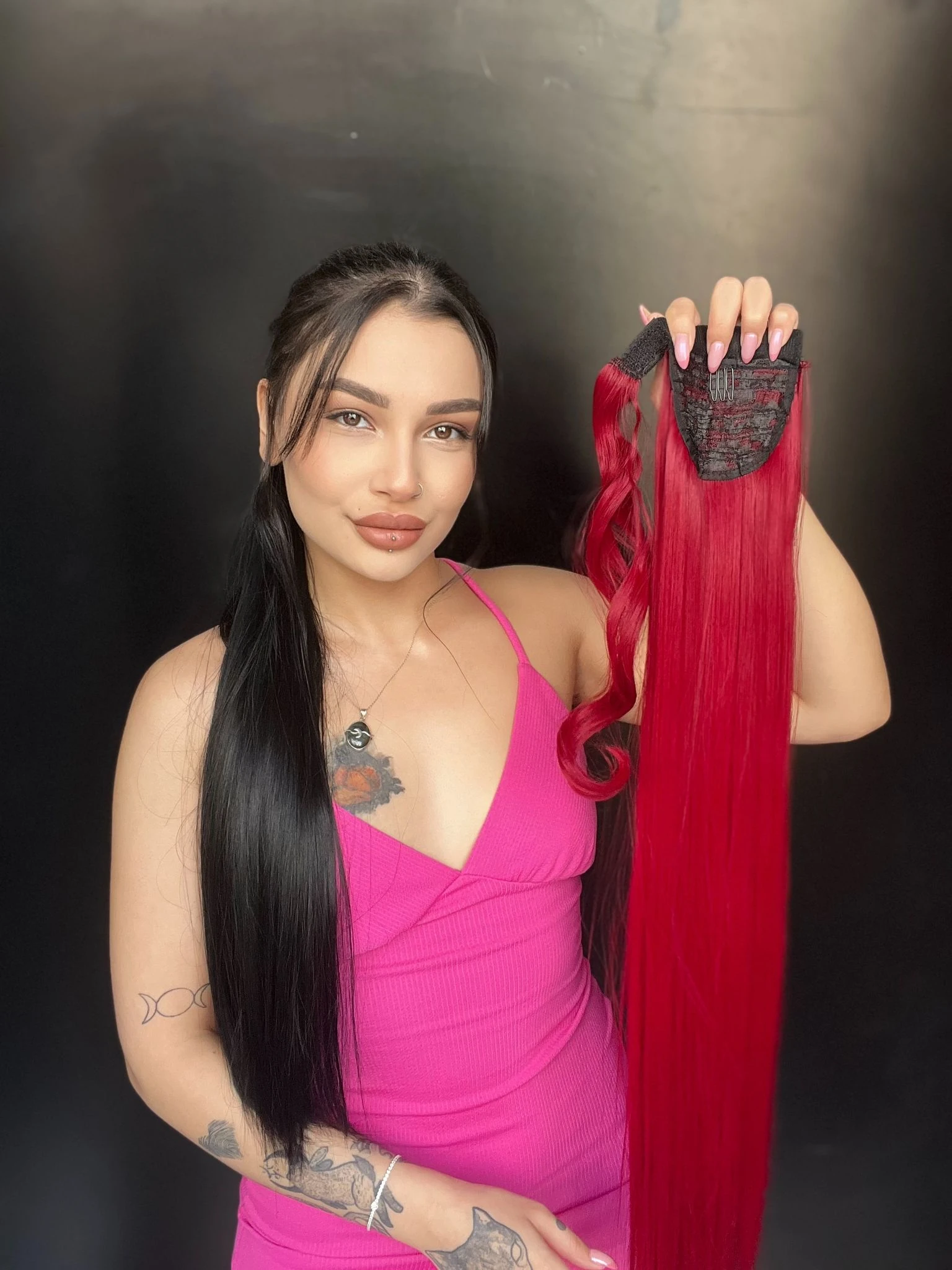 Cırtcırt Bağcıklı Tak çık Düz uzun at kuyruğu Çilek kızıl