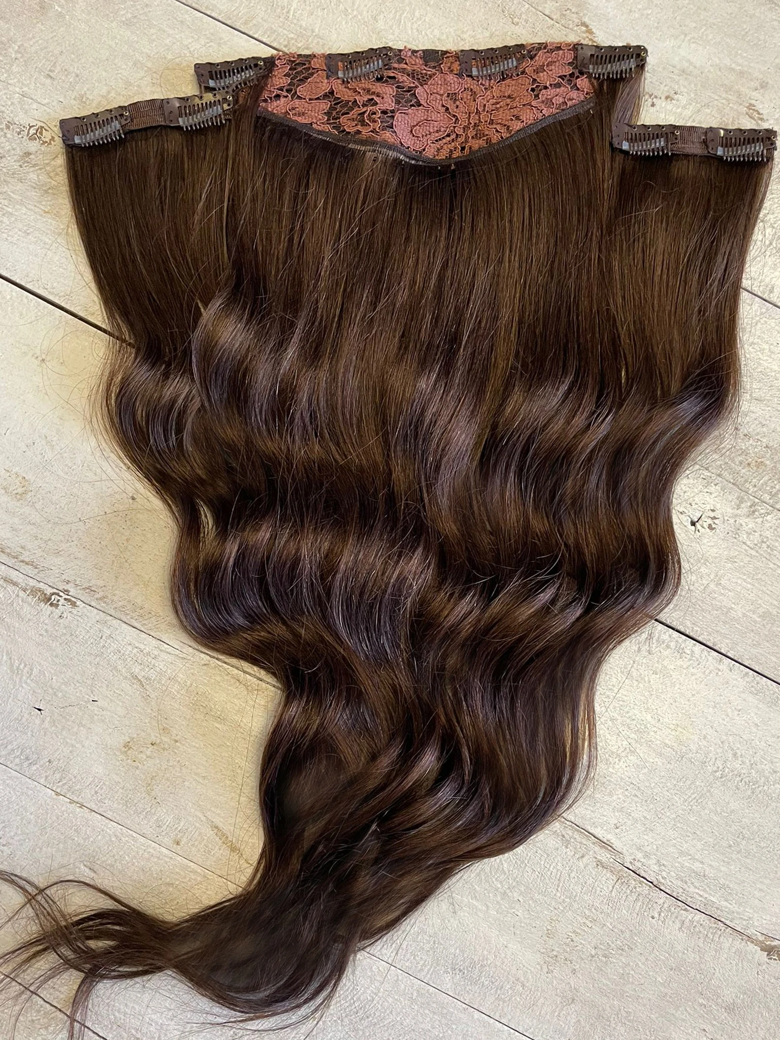 Yarımay+2 yan %100 gerçek çıtçıt saç 60cm