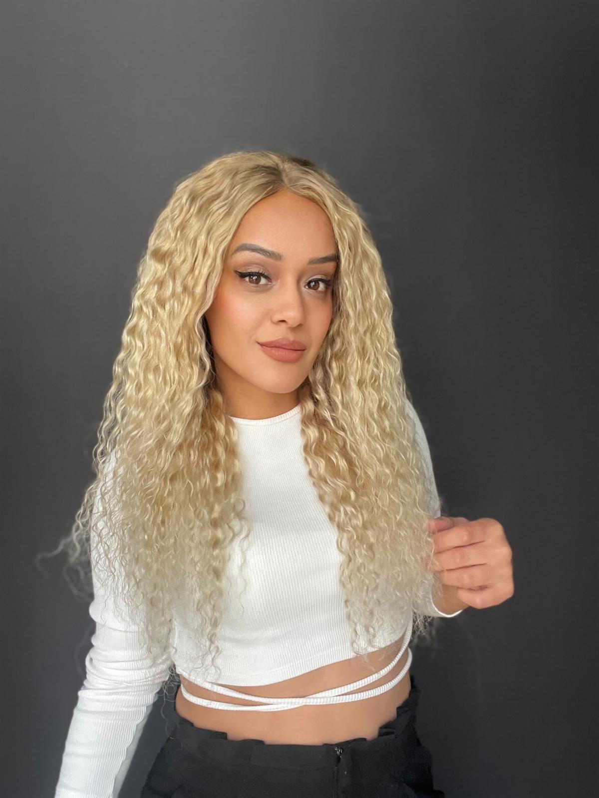 Yıka Çık Orjinal Kendi dalgalı Tül peruk