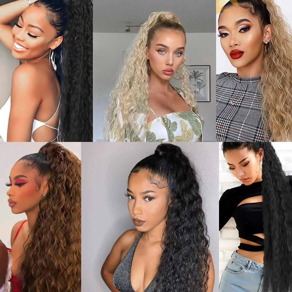 70cm Postiş Tokalı Kabarık Dalgalı At Kuyruğu - Siyah